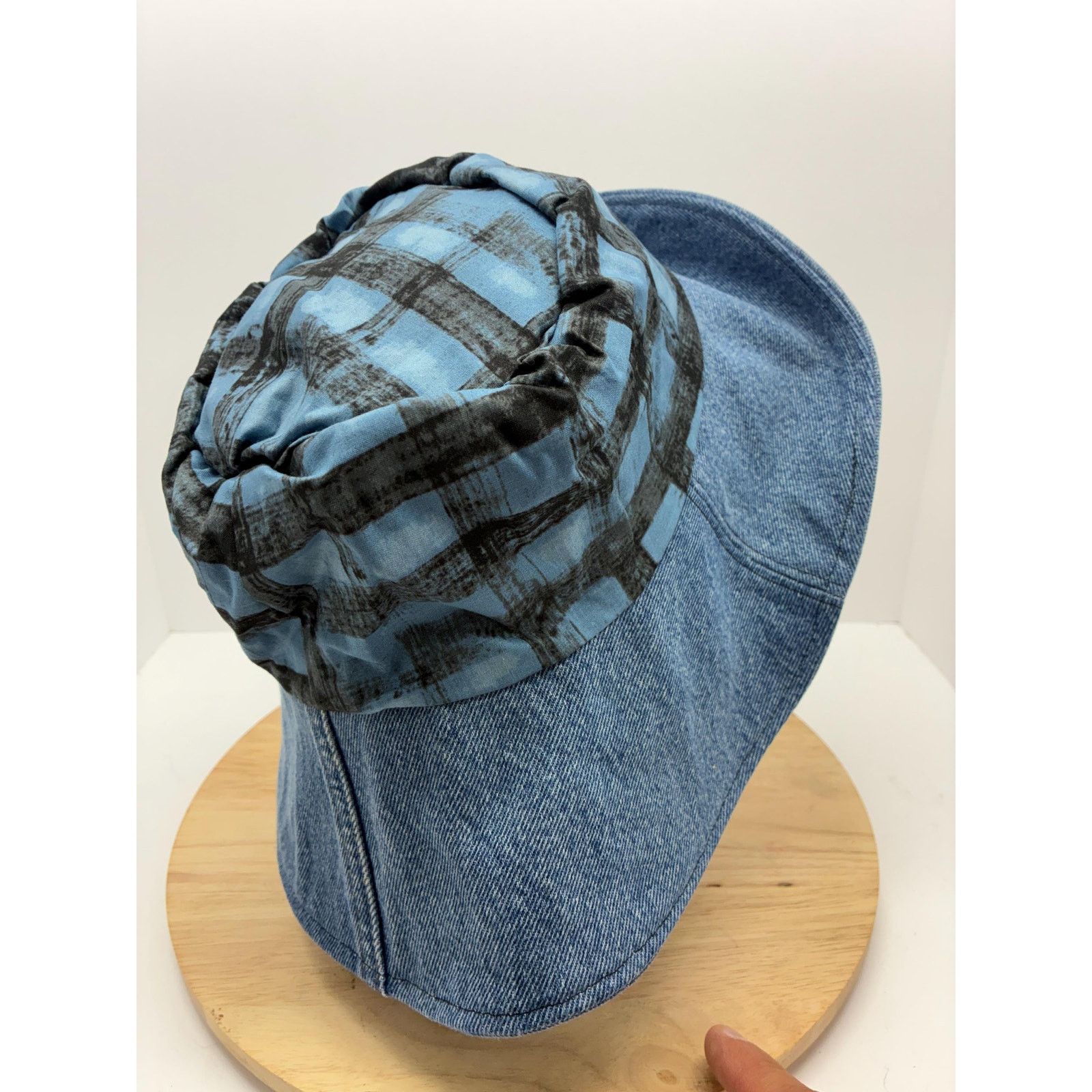 Other The Blueprint — Upcycled Denim & Abstract Plaid Floppy Sun Size ONE SIZE - 6 Thumbnail