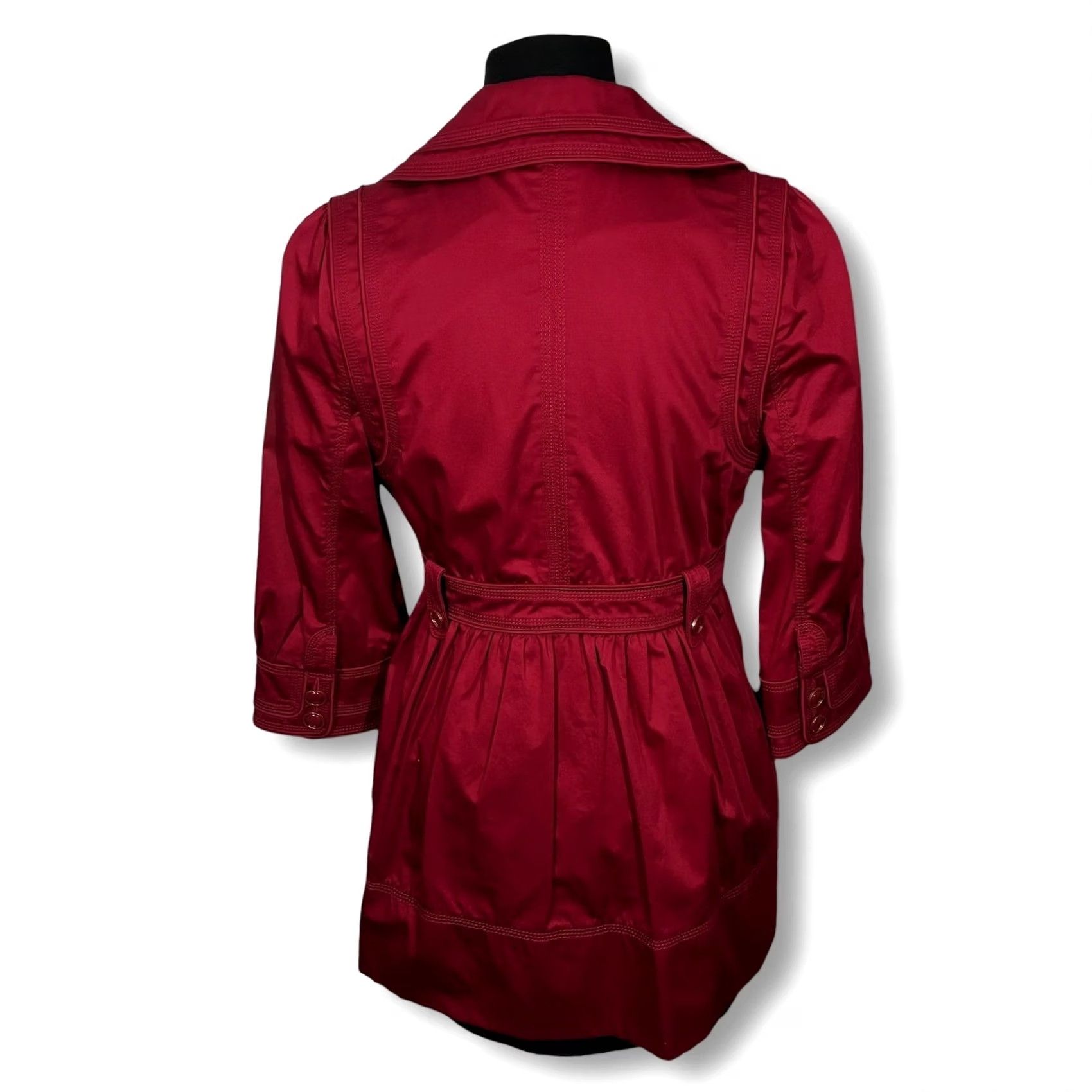 Juicy Couture Juicy Couture Red Trench Coat Double Breasted 3/4 Sleeve Gold Buttons Size S Womens Size S / US 4 / IT 40 - 2 Thumbnail