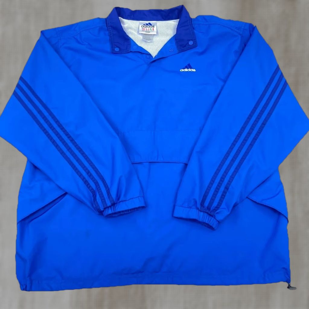 Adidas VINTAGE Adidas Jacket Men Large Blue Pullover Windbreaker Track Snap T Y2K Size US XL / EU 56 / 4 - 1 Thumbnail