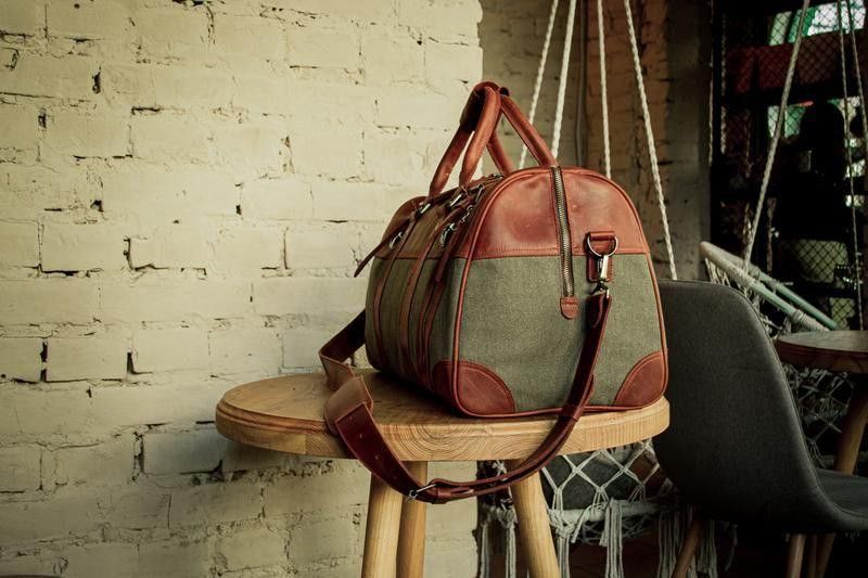 Handmade Genuine leather and thick canvas. Leather Weekender Size ONE SIZE - 2 Thumbnail
