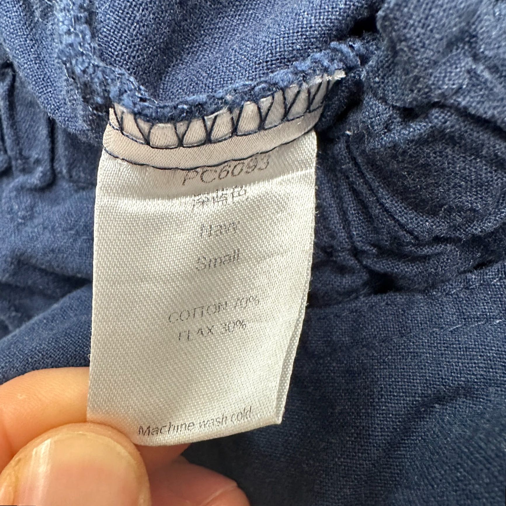 Vintage Unbranded Casual Pants Women S Navy Elastic Waist Straight Leg 26x28 Linen Cotton Blend Paperbag Style Slim Size 28" / US 6 / IT 42 - 5 Thumbnail