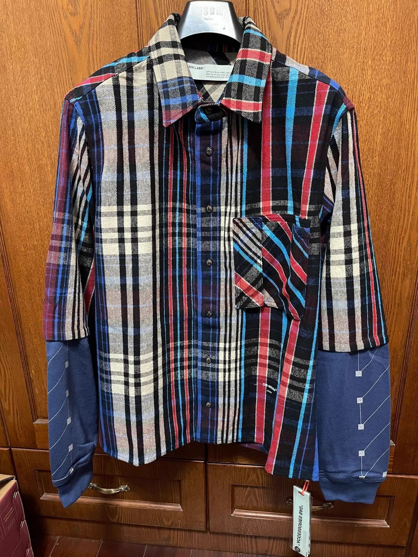 Off-White Multi Plaid Long Sleeve Button-Up Shirt Size US L / EU 52-54 / 3 - 2 Thumbnail