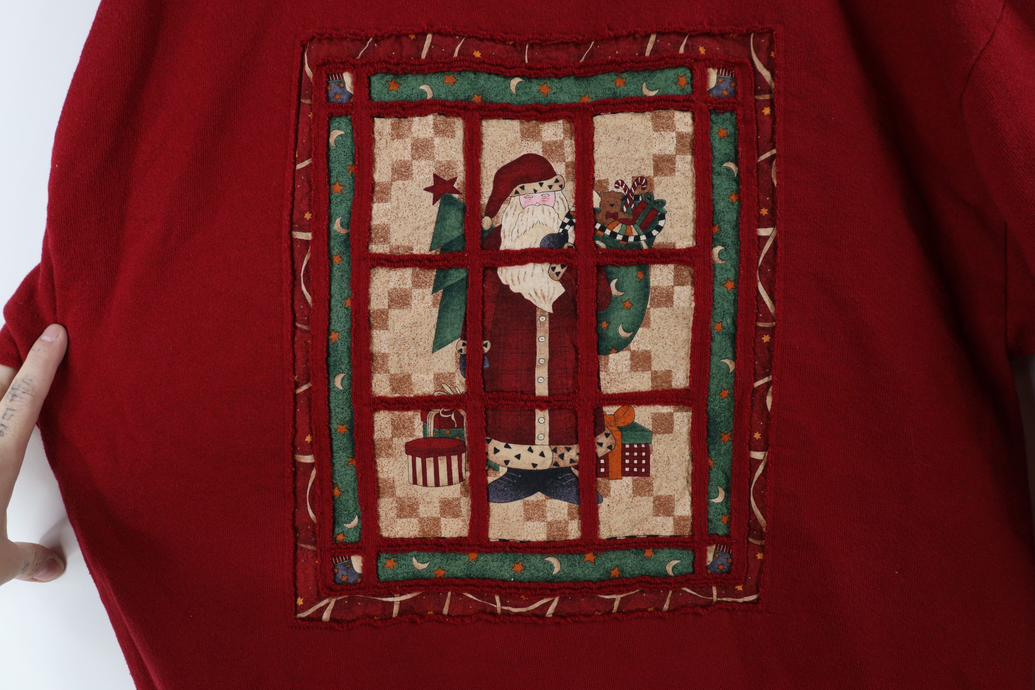 Vintage Vintage 90s Streetwear Christmas Quilt Santa Sweatshirt USA Size L / US 10 / IT 46 - 5 Thumbnail