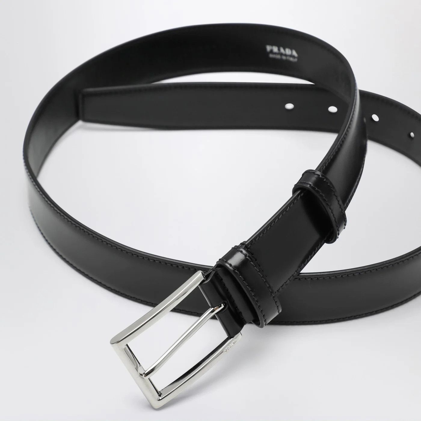 Prada o1d2blof0326 Size: 85 / Polished Leather Belt in Black Size ONE SIZE - 3 Thumbnail