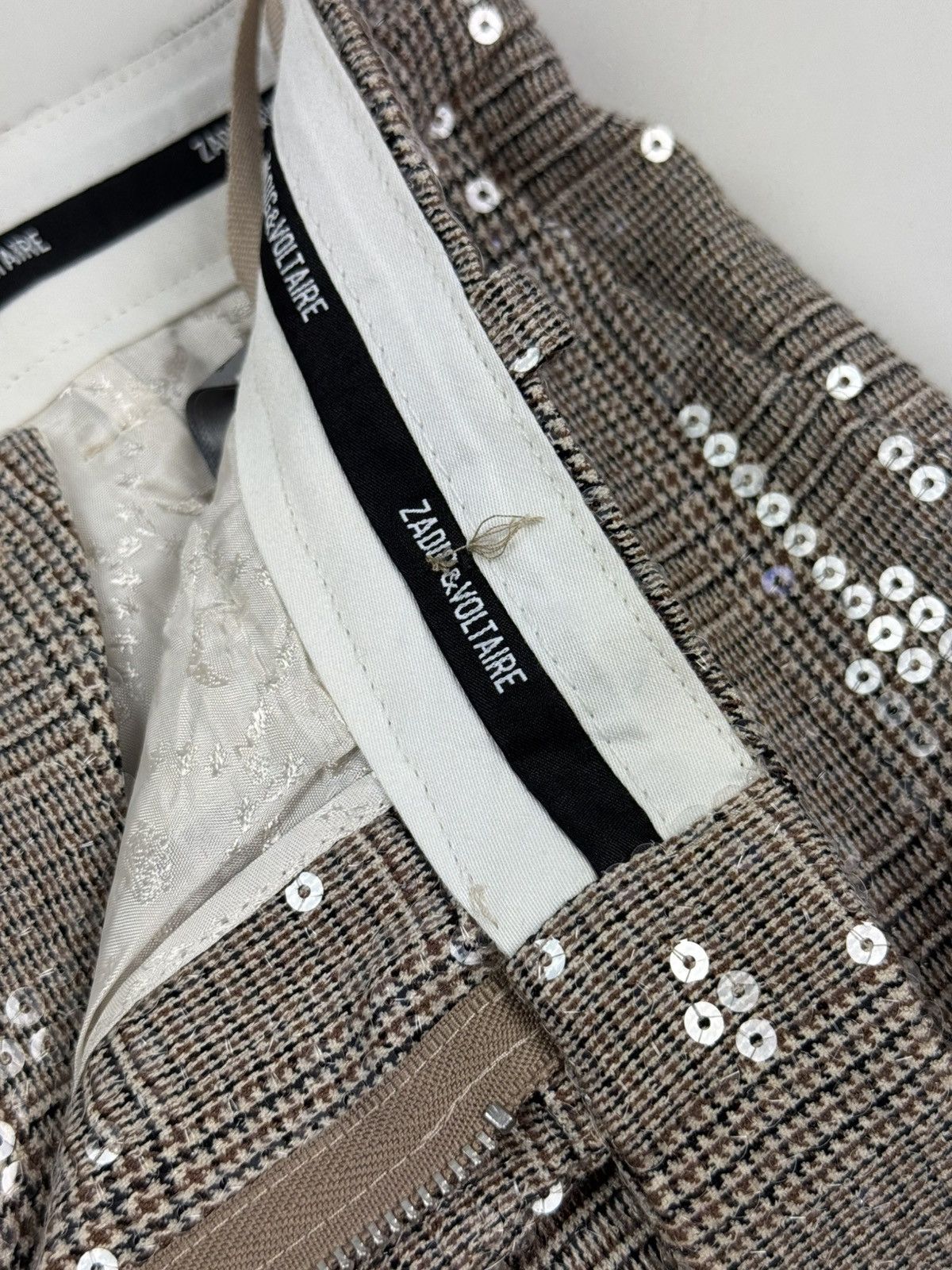 Zadig & Voltaire New! Zadig&Voltaire Peter Car Sequin Beige Women’s Pants Size 26" / US 2 / IT 38 - 12 Thumbnail