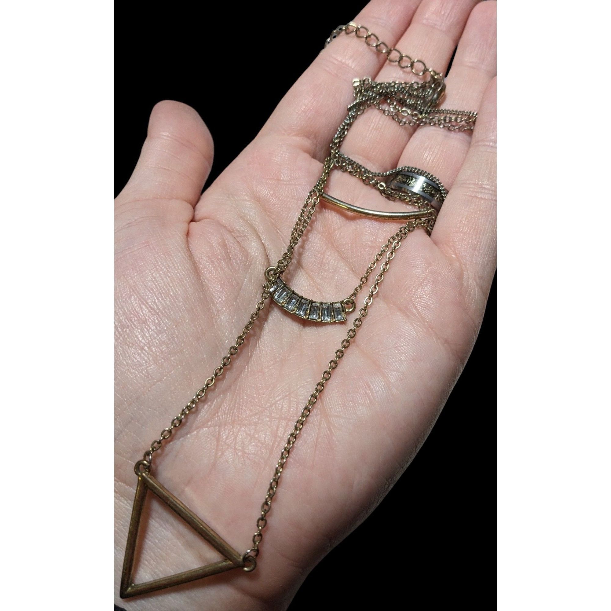 Other Y2K Multilayer Gold Geometric Gemmed Necklace Size ONE SIZE - 4 Thumbnail
