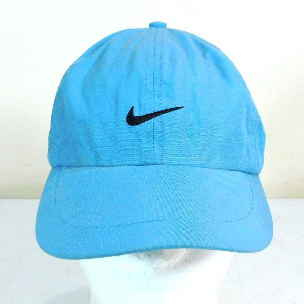 Nike Nike Gray Tag Dad Hat Light Blue Black Swoosh Strapback Size ONE SIZE - 1 Thumbnail