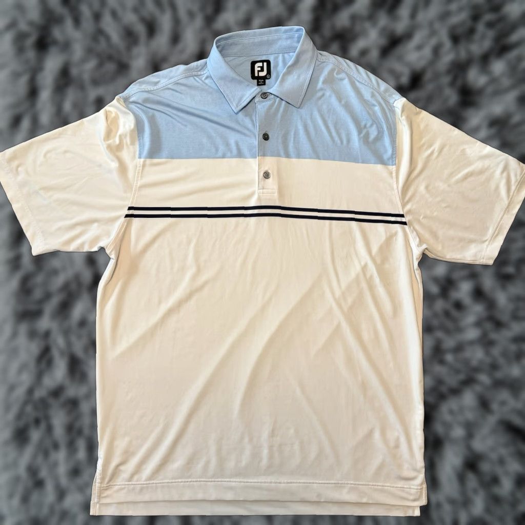 Footjoy FOOTJOY Men's Large Golf Polo Shirt White Nevillewood Club Polo Shirt Golf Footjoy Mens Large White Nevillewood Club Classic Golf Polo Shirt Size US L / EU 52-54 / 3 - 1 Thumbnail