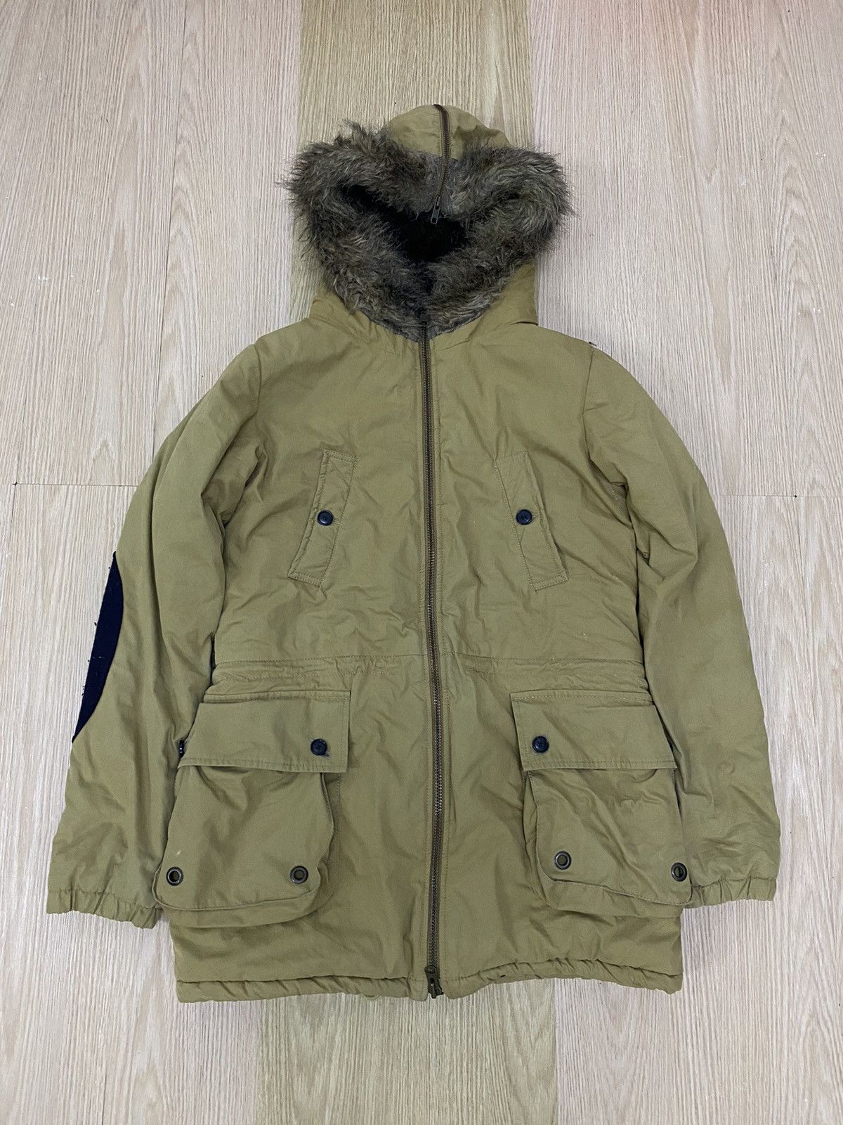 image of Bellerose Furhood Puffer Jacket in Brown, Women's (Size Large)