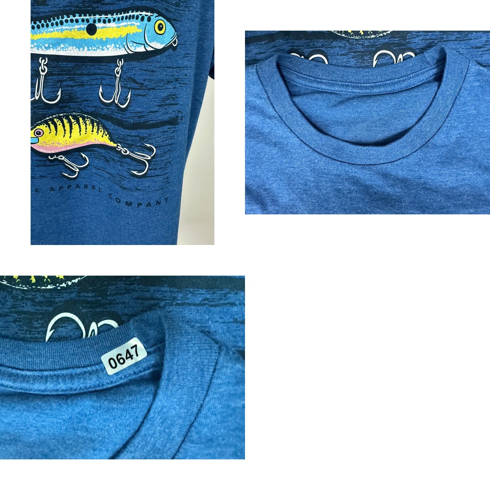 Vintage Huck Outdoors Shirt Large Heather Blue Fishing Lures Nature Freshwater Size US L / EU 52-54 / 3 - 8 Thumbnail