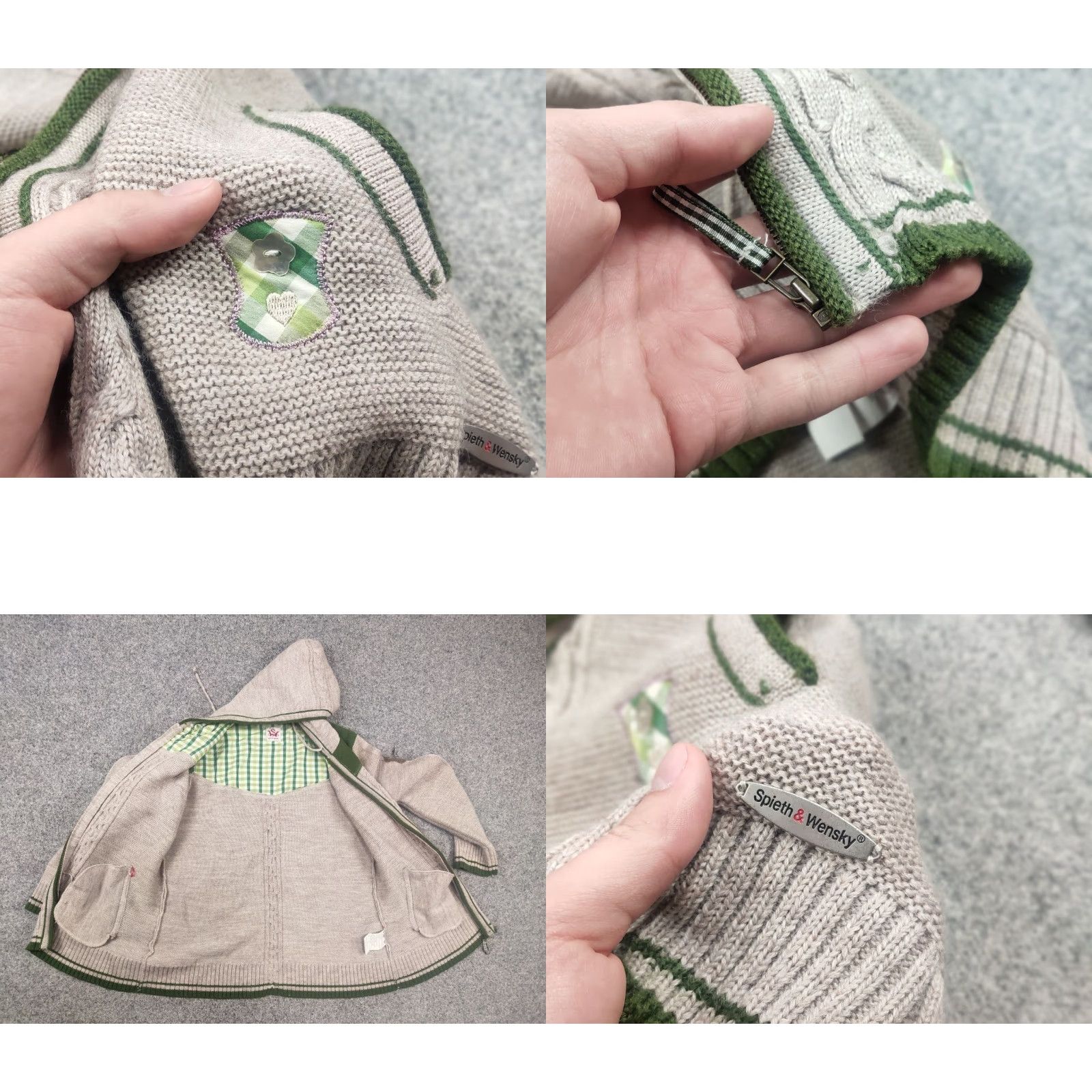 Vintage VINTAGE Spieth & Wensky German Design Knit Wool Blend Gren Beige Full Zip Removable Hoodie Shirt XS? Size US M / EU 48-50 / 2 - 9 Thumbnail