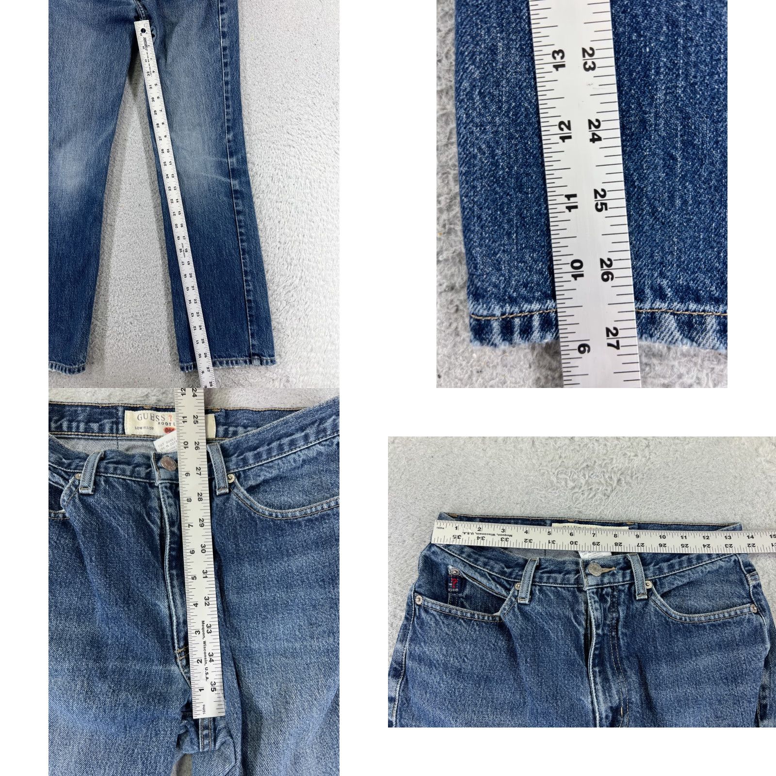 Guess VINTAGE Guess Jeans Womens 29 Blue Denim Jeans Bootcut Low Waist Cotton 26x27 Size 29" - 8 Thumbnail