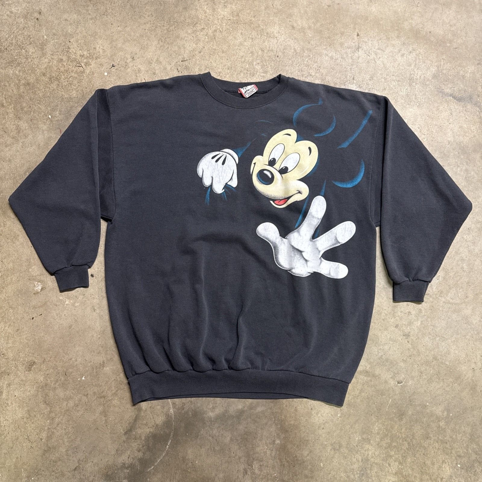 Vintage Mickey Mouse Sweatshirt Mens 2XL Black 90s Shadow Pu