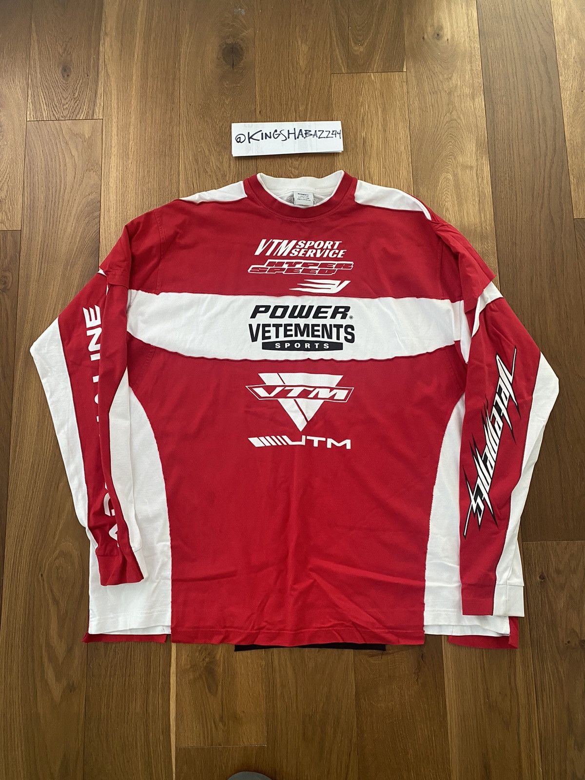 image of Vetements Motocross Jersey in Red, Men's (Size Medium)