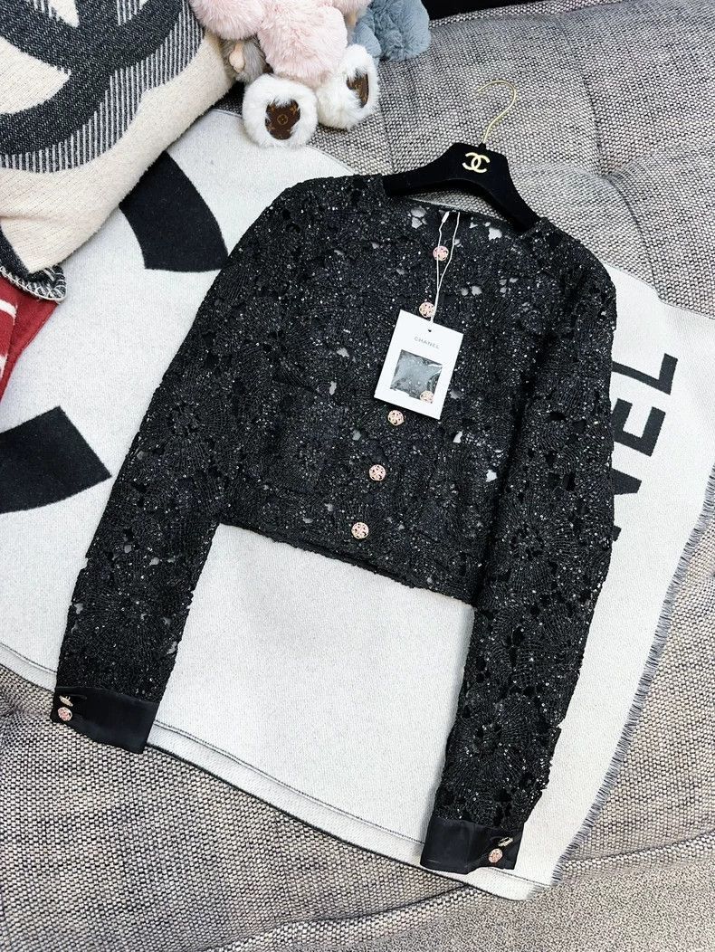 Chanel Chanel 24S Black Lace Embroidered Jacket Size M / US 6-8 / IT 42-44 - 2 Thumbnail