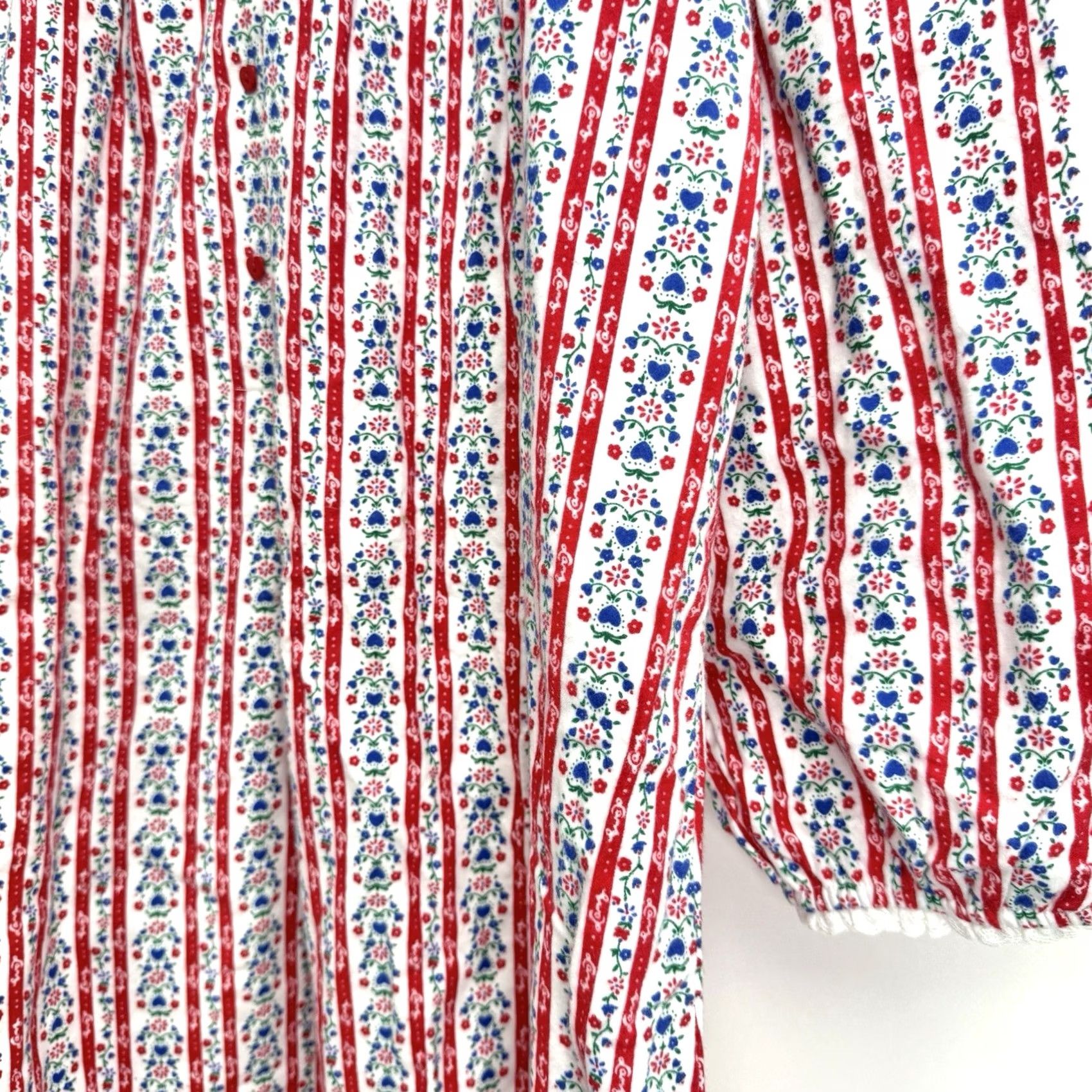 Vintage Lanz of Salzburg Nightgown Womens L Red Floral Striped Long Sleeve Heart NWT Size L / US 10 / IT 46 - 5 Thumbnail
