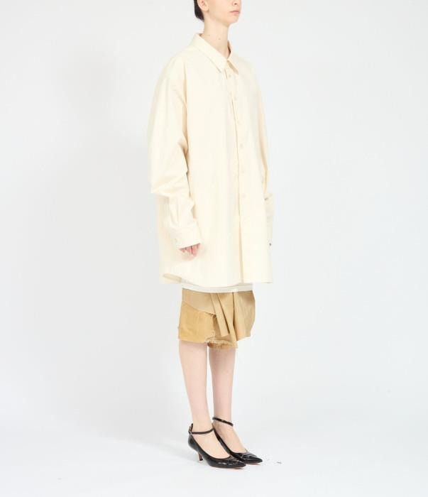 Maison Margiela o1bcso1str0526 Workwear Poplin Shirt in Off White Size S / US 4 / IT 40 - 2 Thumbnail