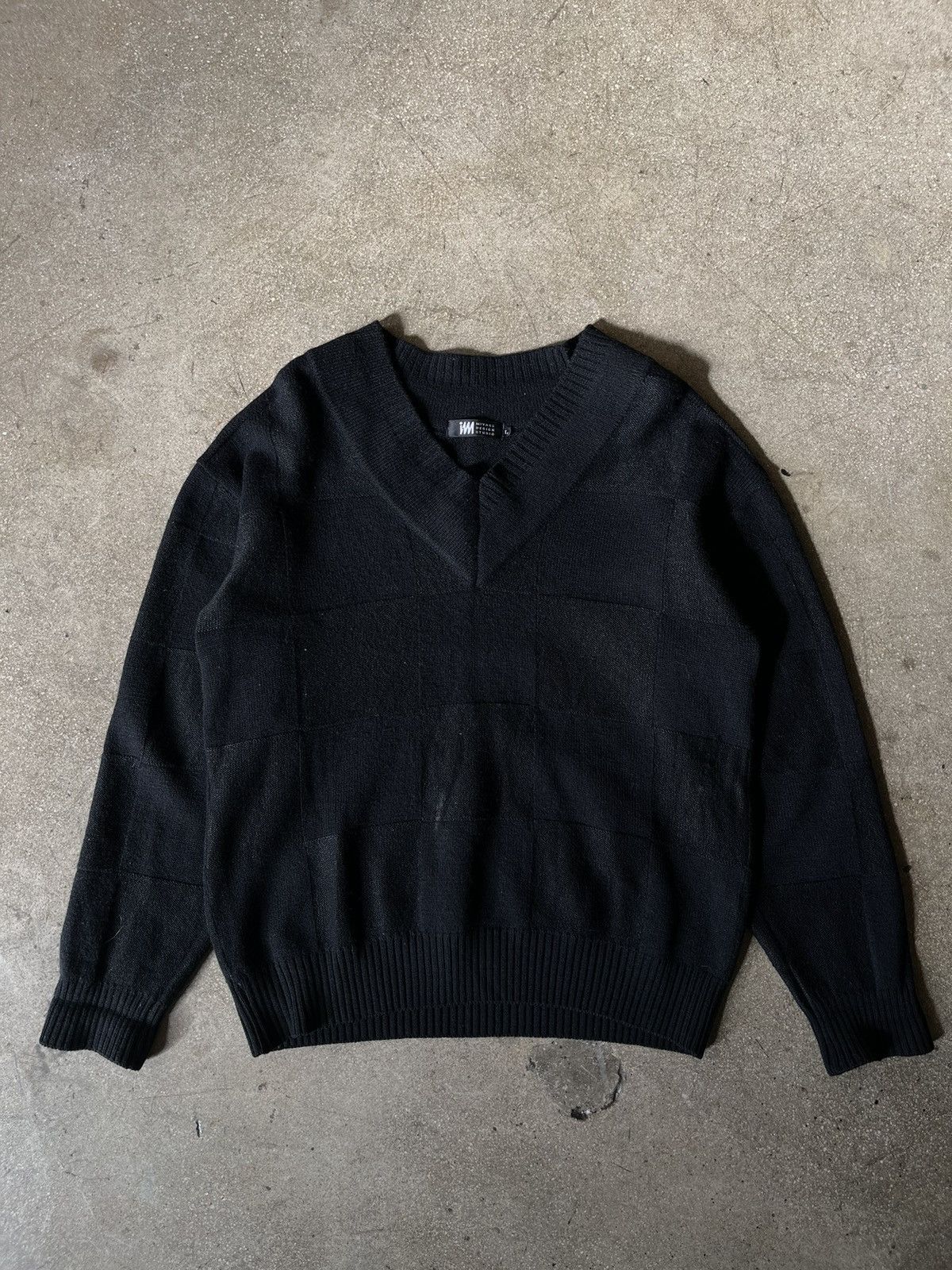 Issey Miyake 1980s Issey Miyake Design Studio Wool Rayon V Jumper 