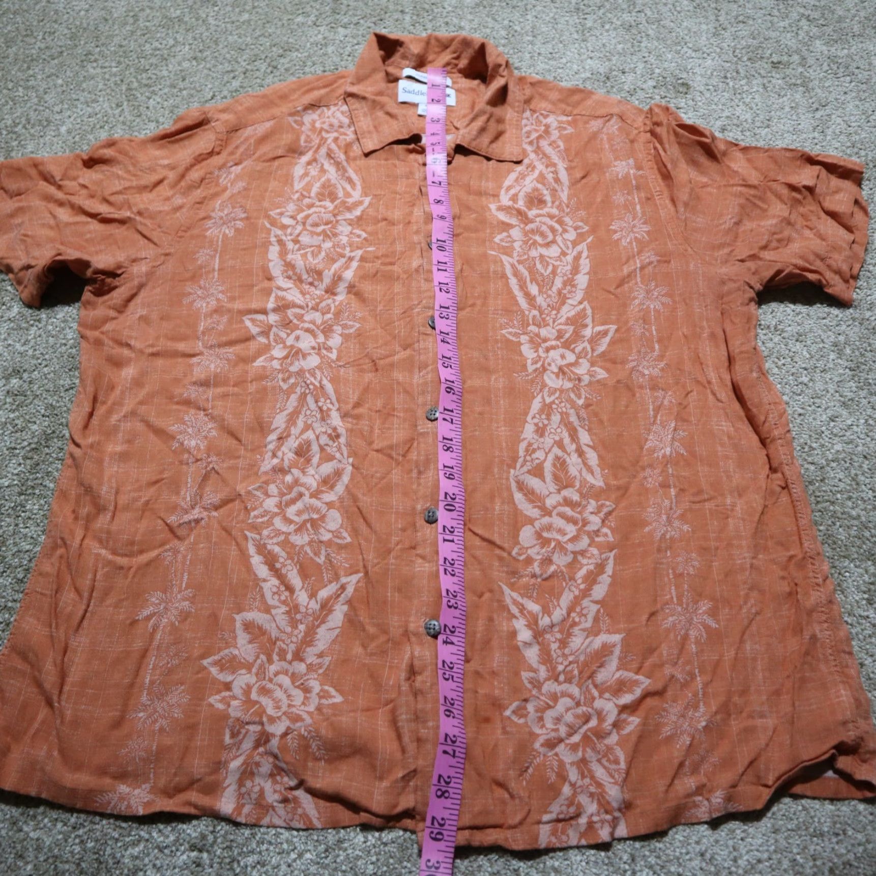 Vintage Saddlebred Shirt Men XL Orange Plaid Short Sleeve Button-Up Front Pocketed Easy Care Size US XL / EU 56 / 4 - 7 Thumbnail
