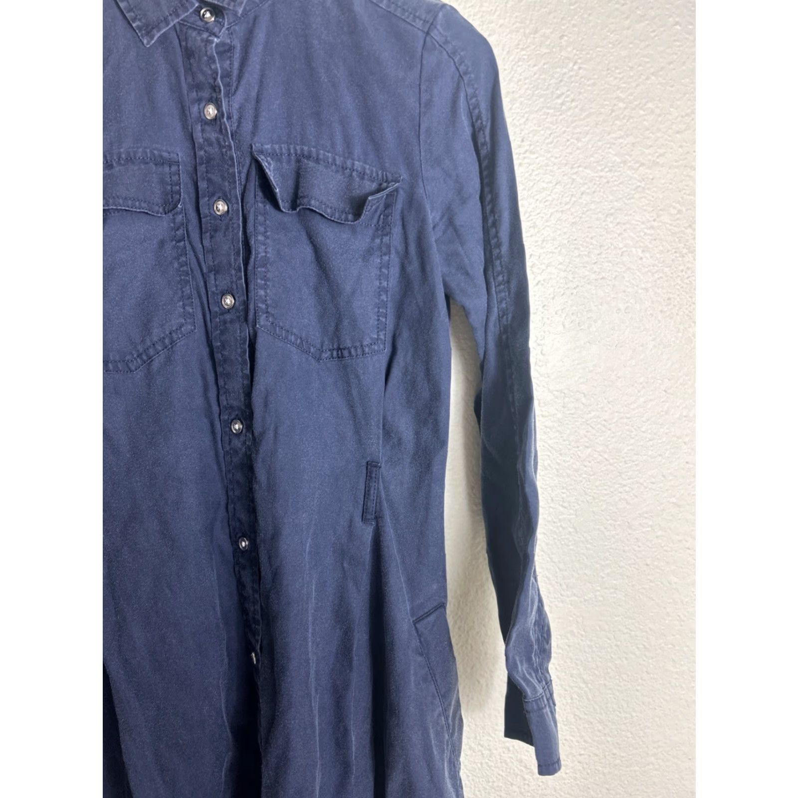 Banana Republic VINTAGE Banana Republic Midi Shirt Dress Navy Women’s Small Lyocell Belted 3/4 Sleeve XS Womens Size XS / US 0-2 / IT 36-38 - 4 Thumbnail