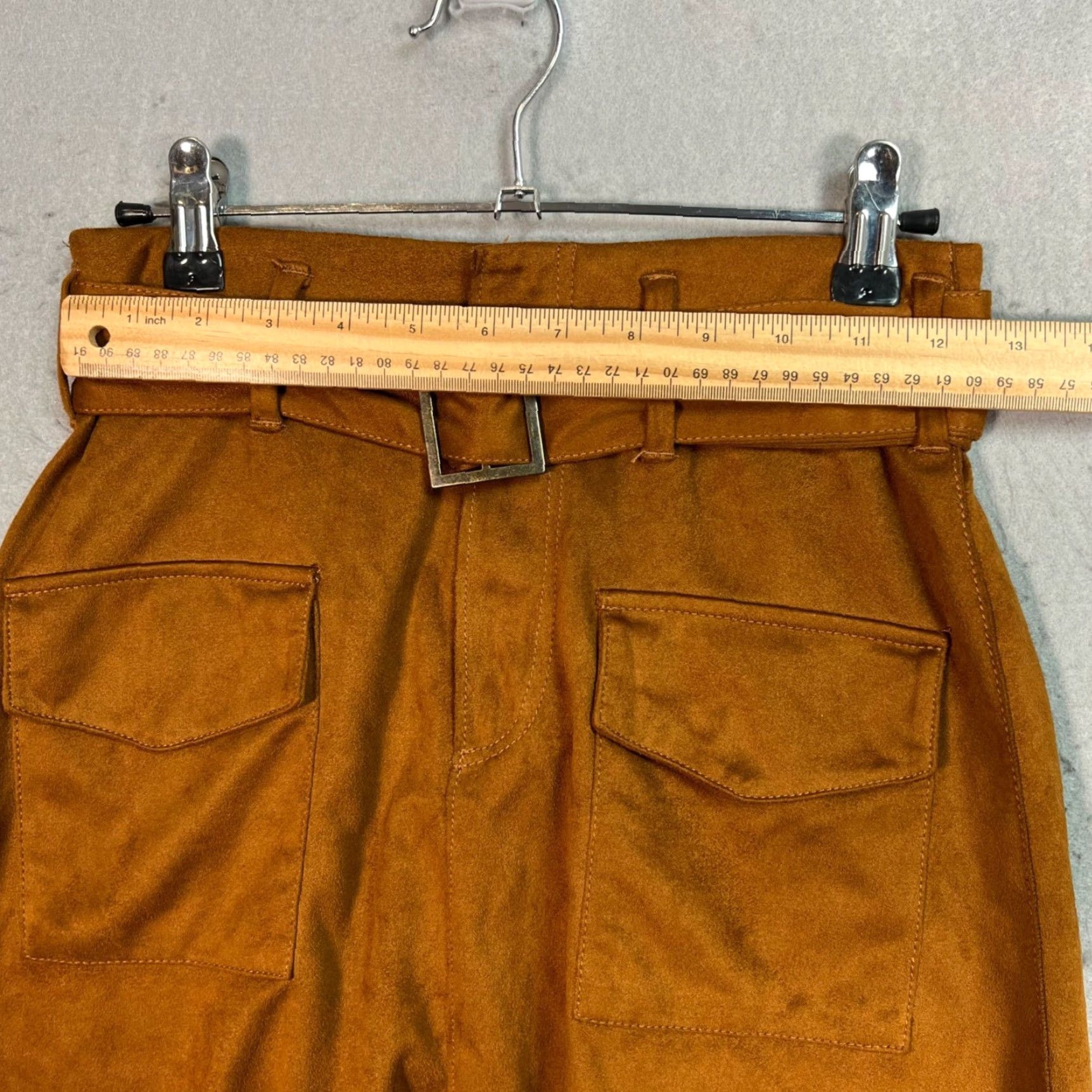 Zara VINTAGE Zara Trafaluc Womens XS Brown Mini Skirt With Belt & Pockets Size 26" / US 2 / IT 38 - 4 Thumbnail