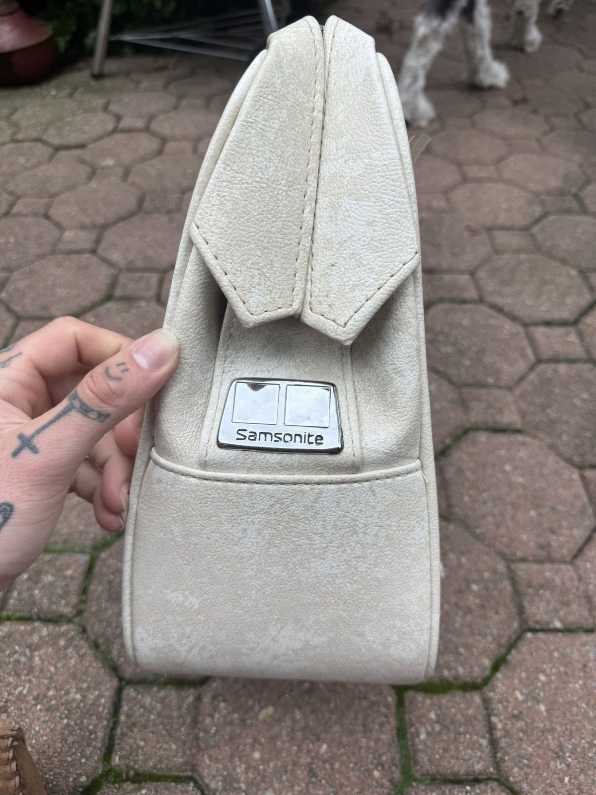 Vintage White Marble Leather Bag 1970s Zipper Detail made in Denver Size ONE SIZE - 8 Thumbnail