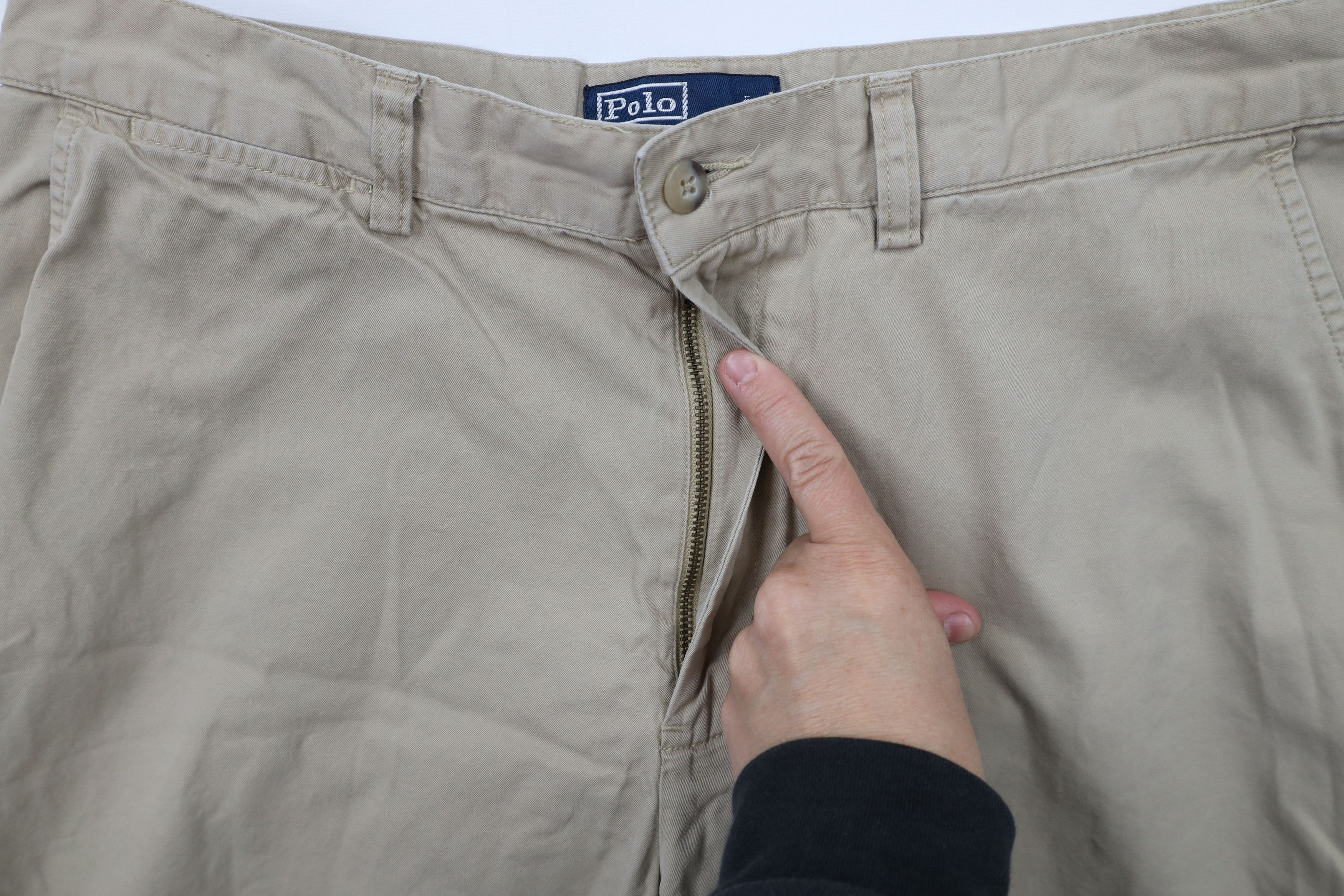 Ralph Lauren × Vintage Vintage 90s Ralph Lauren Knee Cotton Chino Shorts Beige Size US 33 - 5 Thumbnail