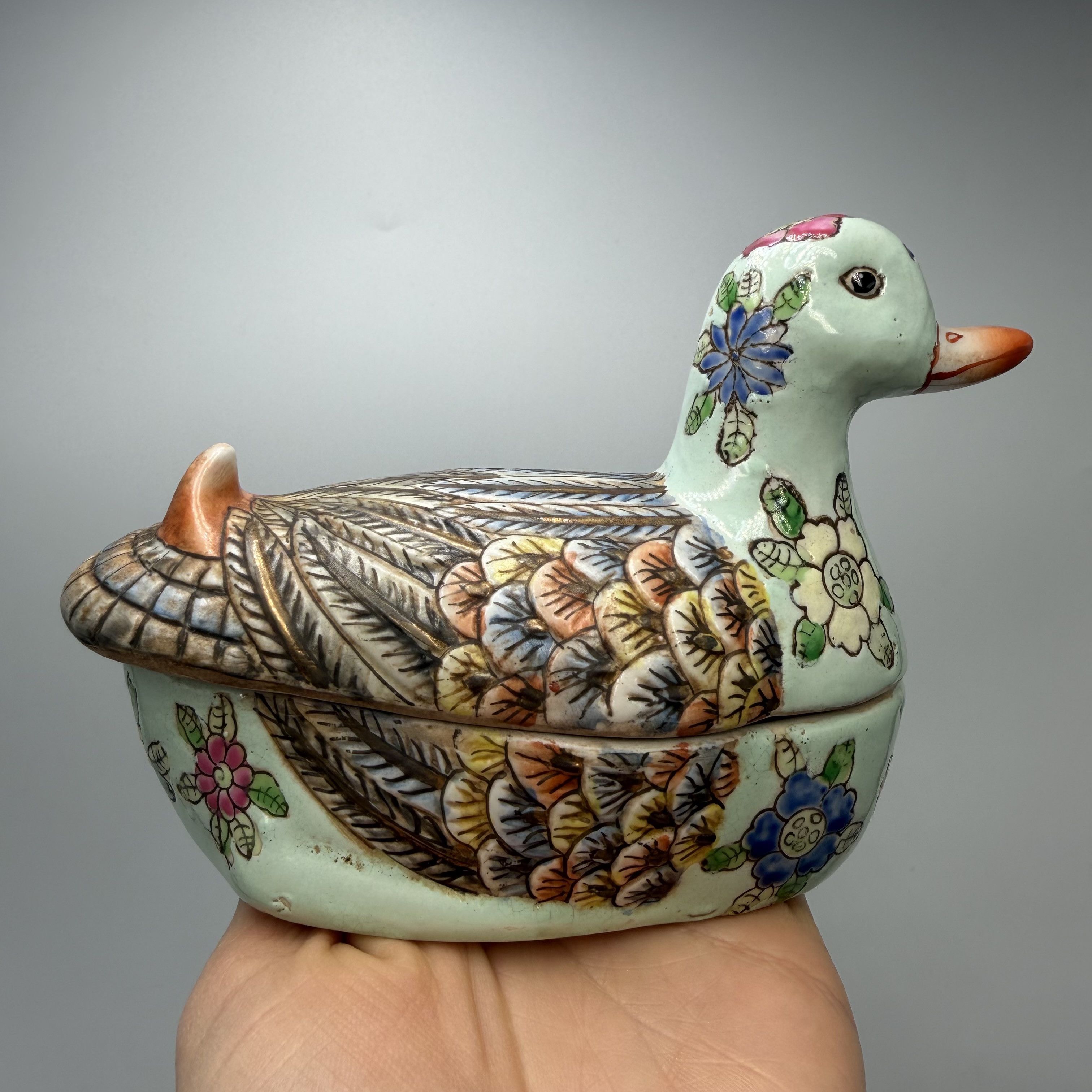 Vintage Vintage Duck Trinket Jewelry Box Hand Painted Figurine Size ONE SIZE - 1 Thumbnail