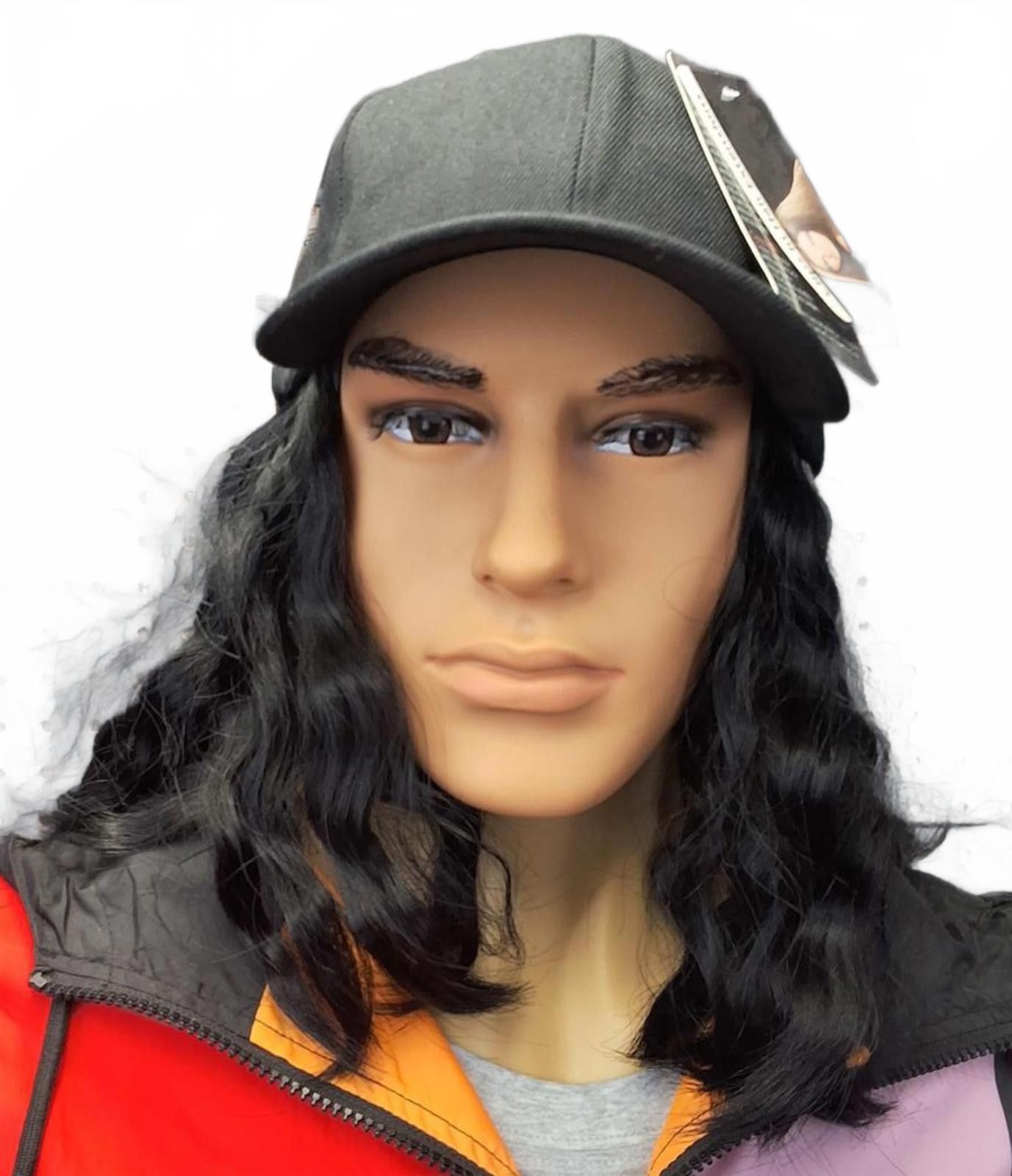 Genetic Manipulation Shinichiro Kuriya Stylish Black Baseball Cap with Natural Wavy Hair Attachment Size ONE SIZE - 4 Thumbnail