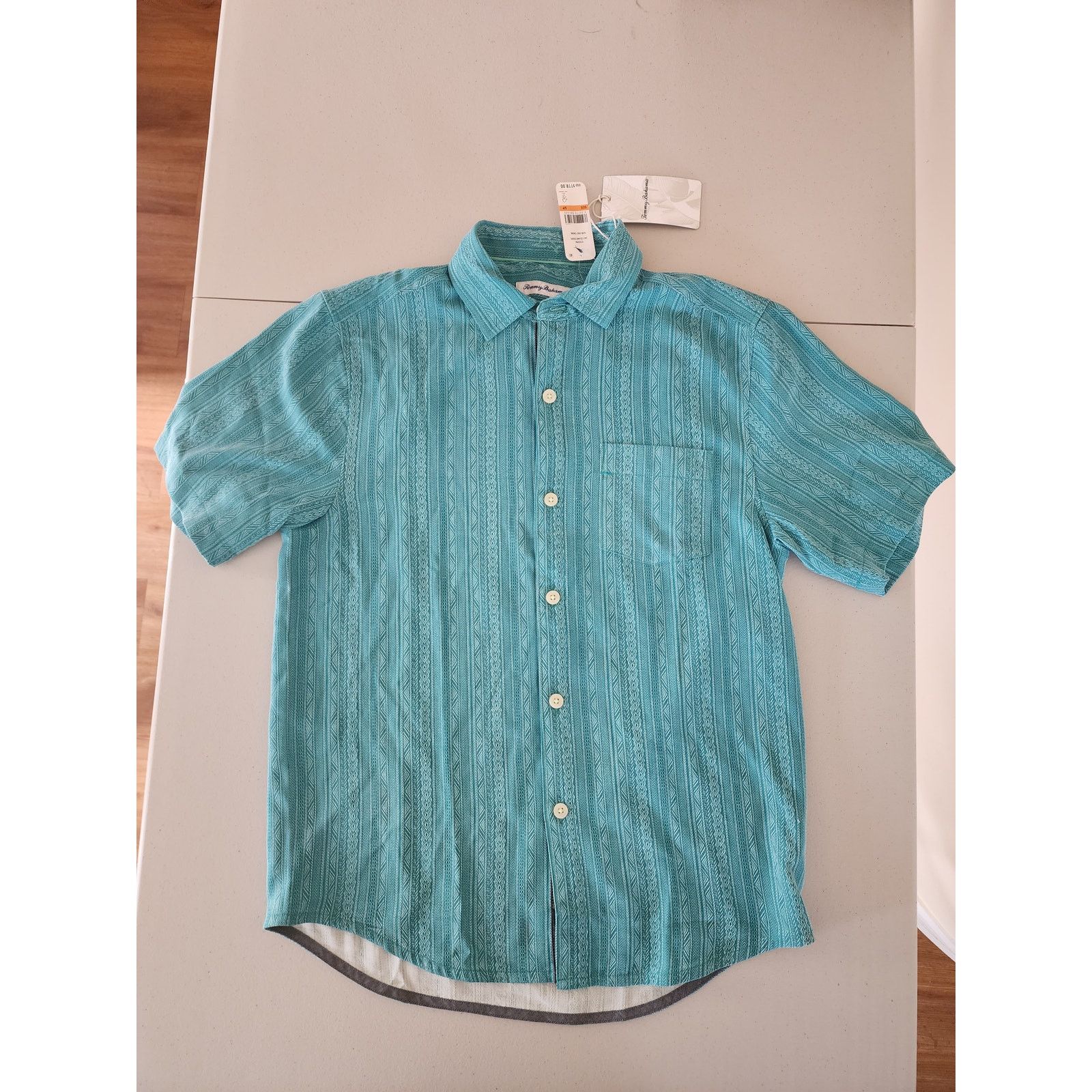 Tommy Bahama Tommy Bahama Salt Island Stripe Camp Shirt Gulf Shore Teal Size US S / EU 44-46 / 1 - 3 Thumbnail