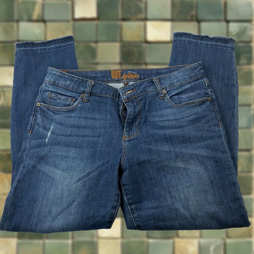 Vintage Kut From The Kloth Ankle Frayed Slim 8 Denim Jeans Women Stretch Blue 31in 27in Inseam Slim Women Jeans Closed Zip Regular Size 8 Size 24" / US 00 / IT 34 - 1 Thumbnail