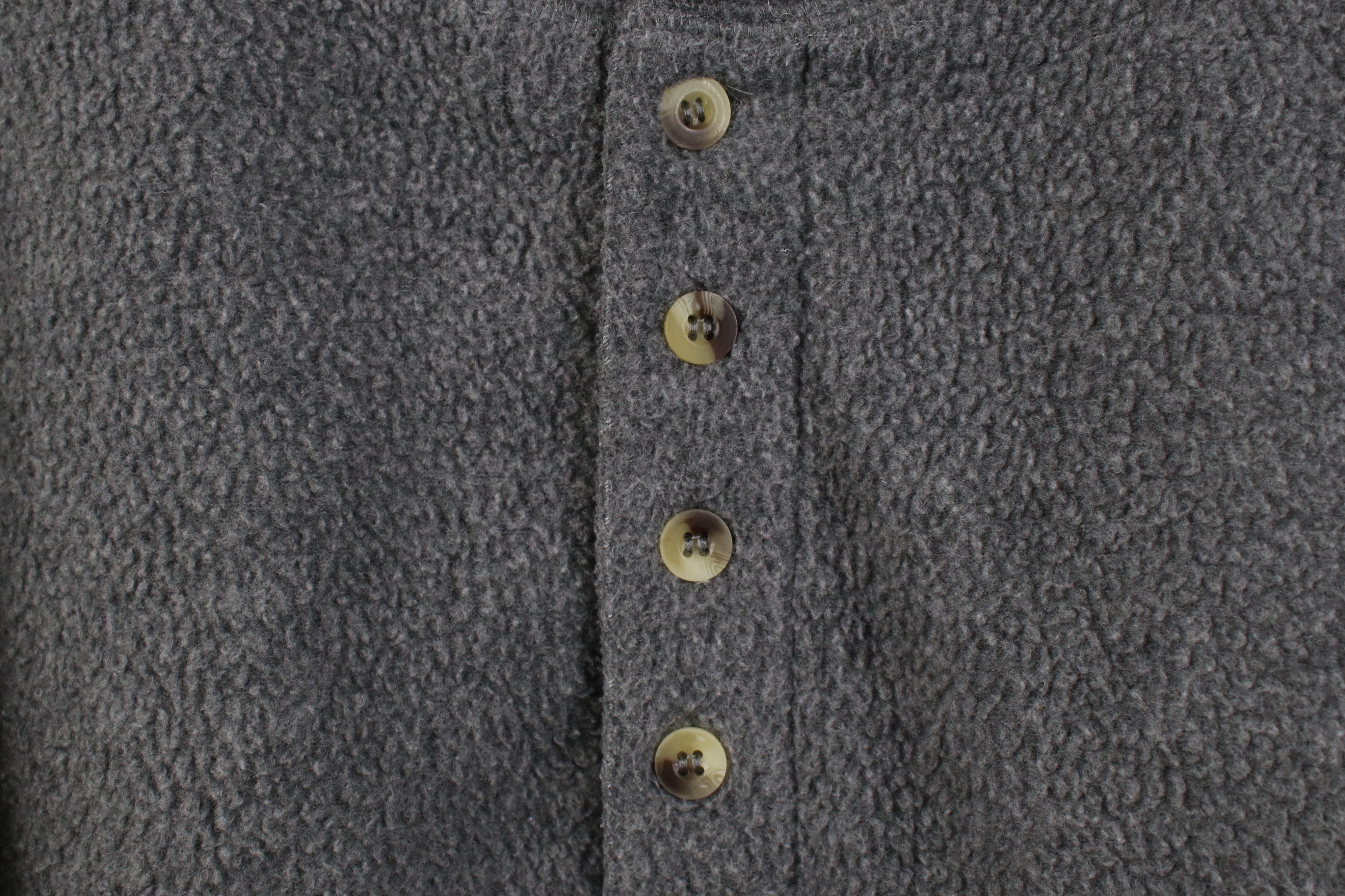 Vintage Vintage 90s Streetwear Blank Fleece Henley Sweater Gray Size US L / EU 52-54 / 3 - 5 Thumbnail