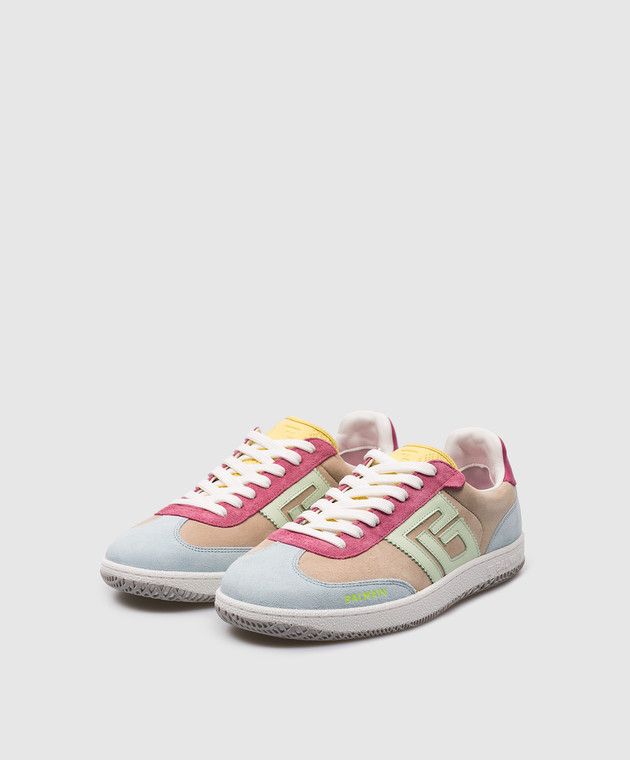 Balmain o1s1wg110925 Swan Logo Suede Sneakers in Multicolor Size US 6 / IT 36 - 2 Thumbnail