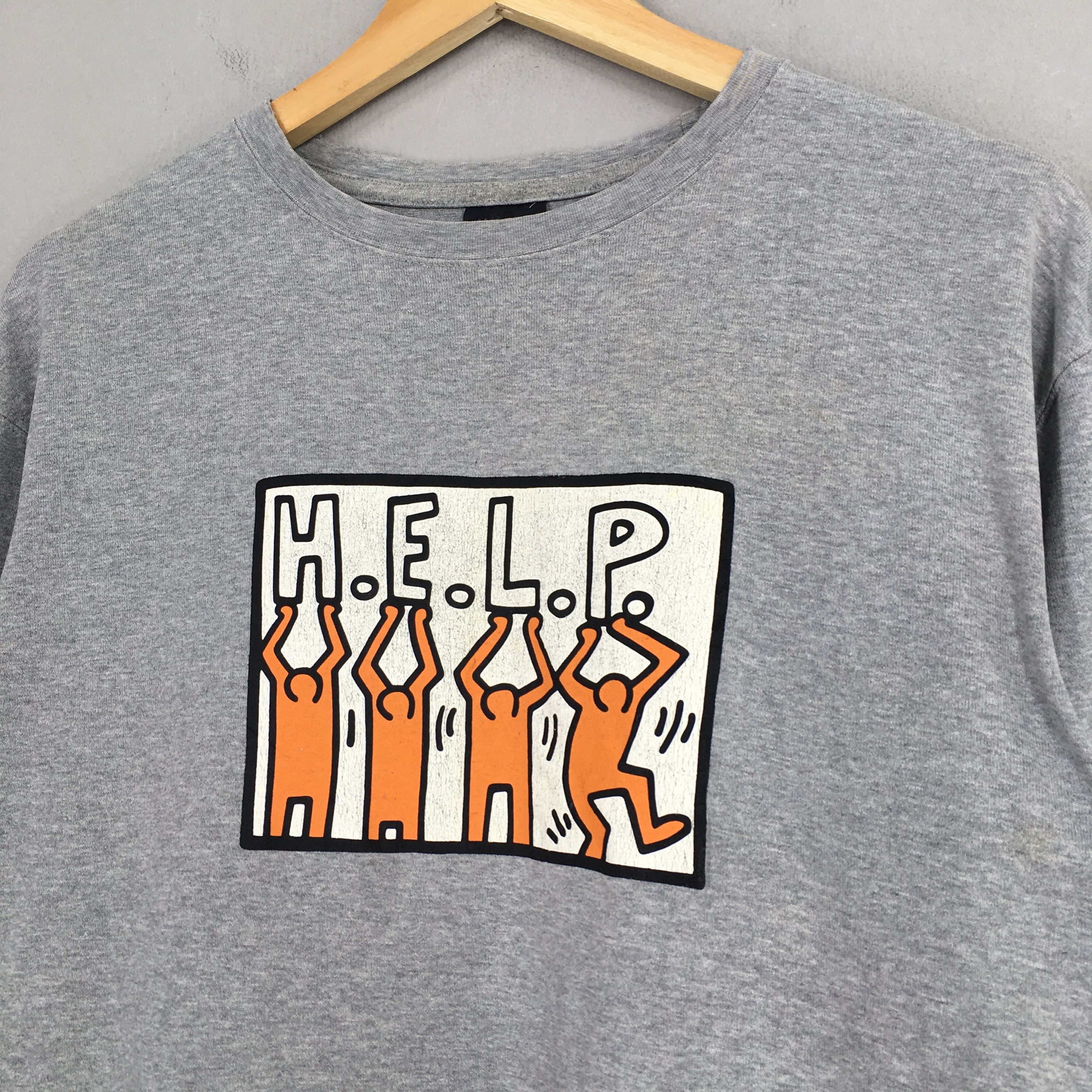 Keith Haring × Vintage Vintage Keith Haring Help Pop Art Gray T shirt M Size US M / EU 48-50 / 2 - 3 Thumbnail