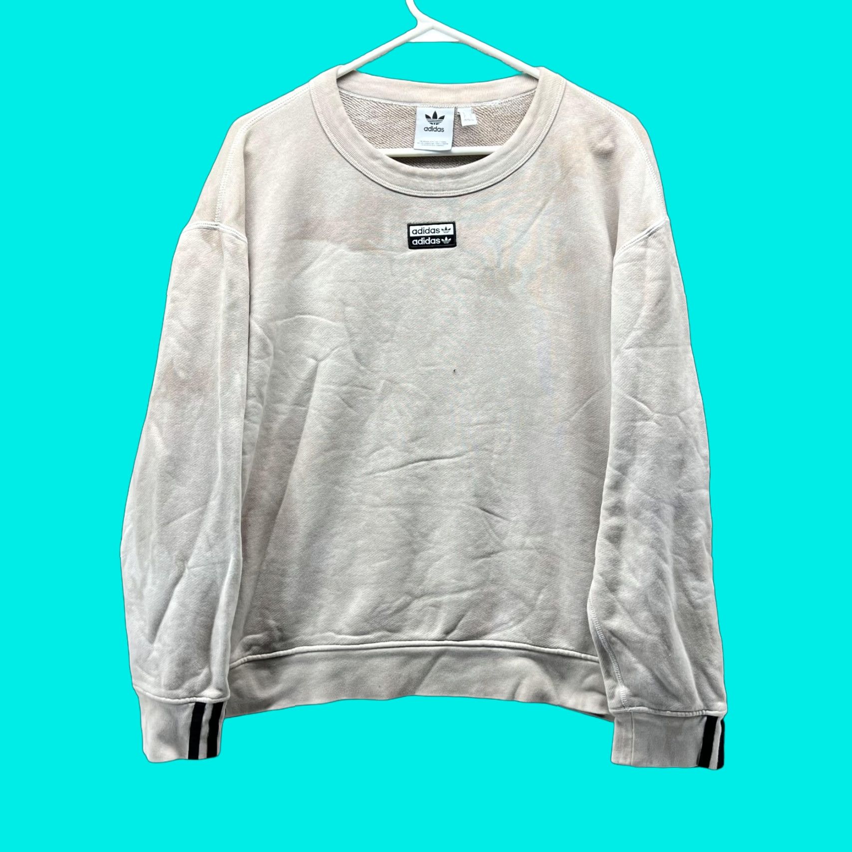 Adidas VINTAGE Adidas Sweater Women L Beige Crewneck Pullover Geometric Logo Casual Knit All Seasons -Mens? Size L / US 10 / IT 46 - 1 Thumbnail