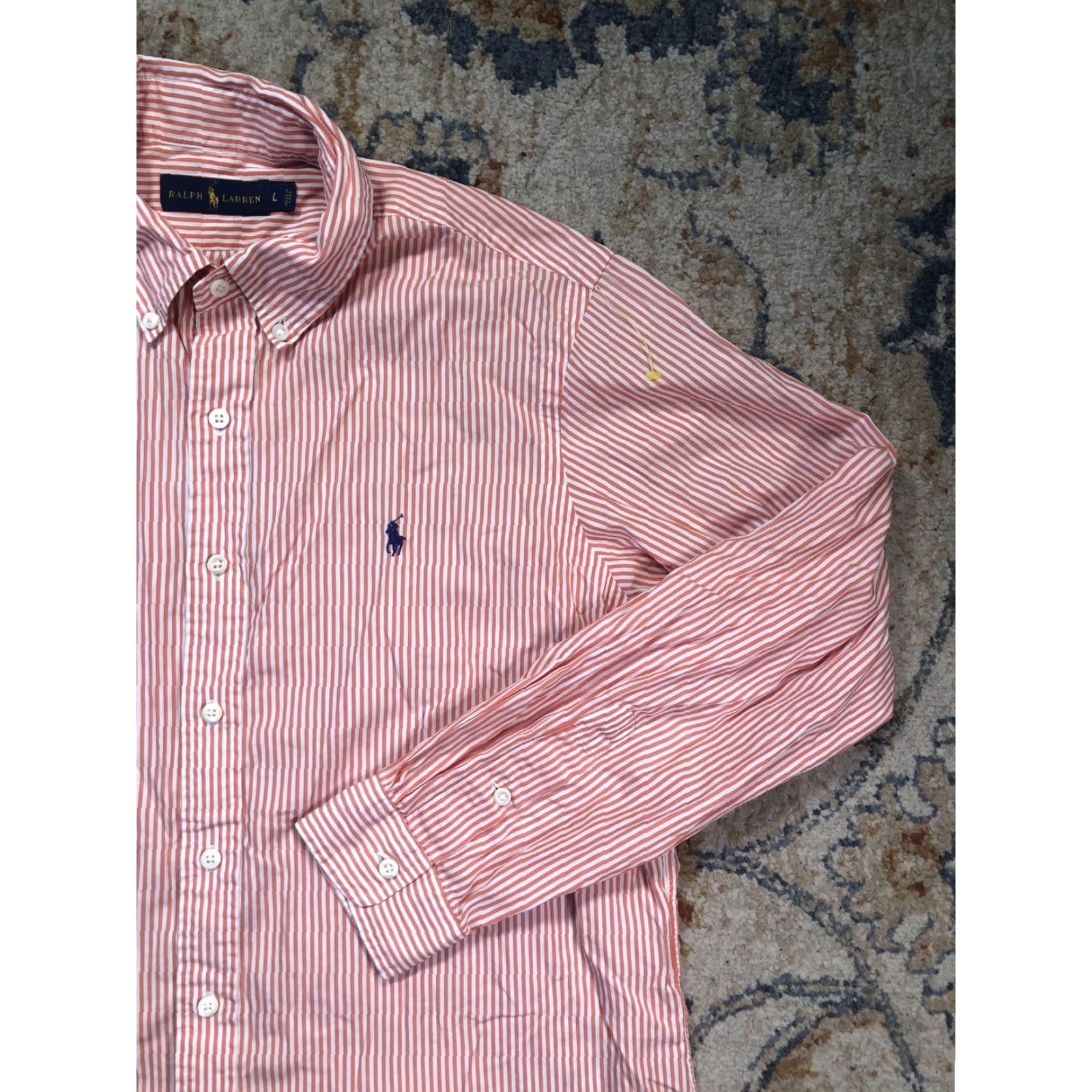 Ralph Lauren Ralph Lauren Shirt Mens Large Orange Stripe Long Sleeve Button-Down Casual Size US L / EU 52-54 / 3 - 4 Thumbnail