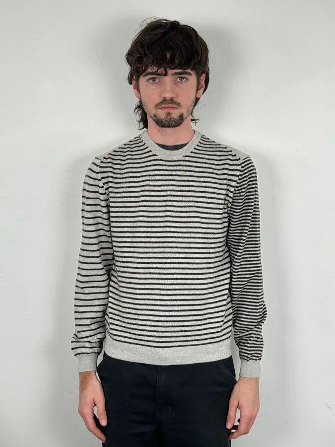 Daniele Alessandrini Daniele Alessandrini Grey & Black Striped Wool Sweater Size US S / EU 44-46 / 1 - 2 Thumbnail