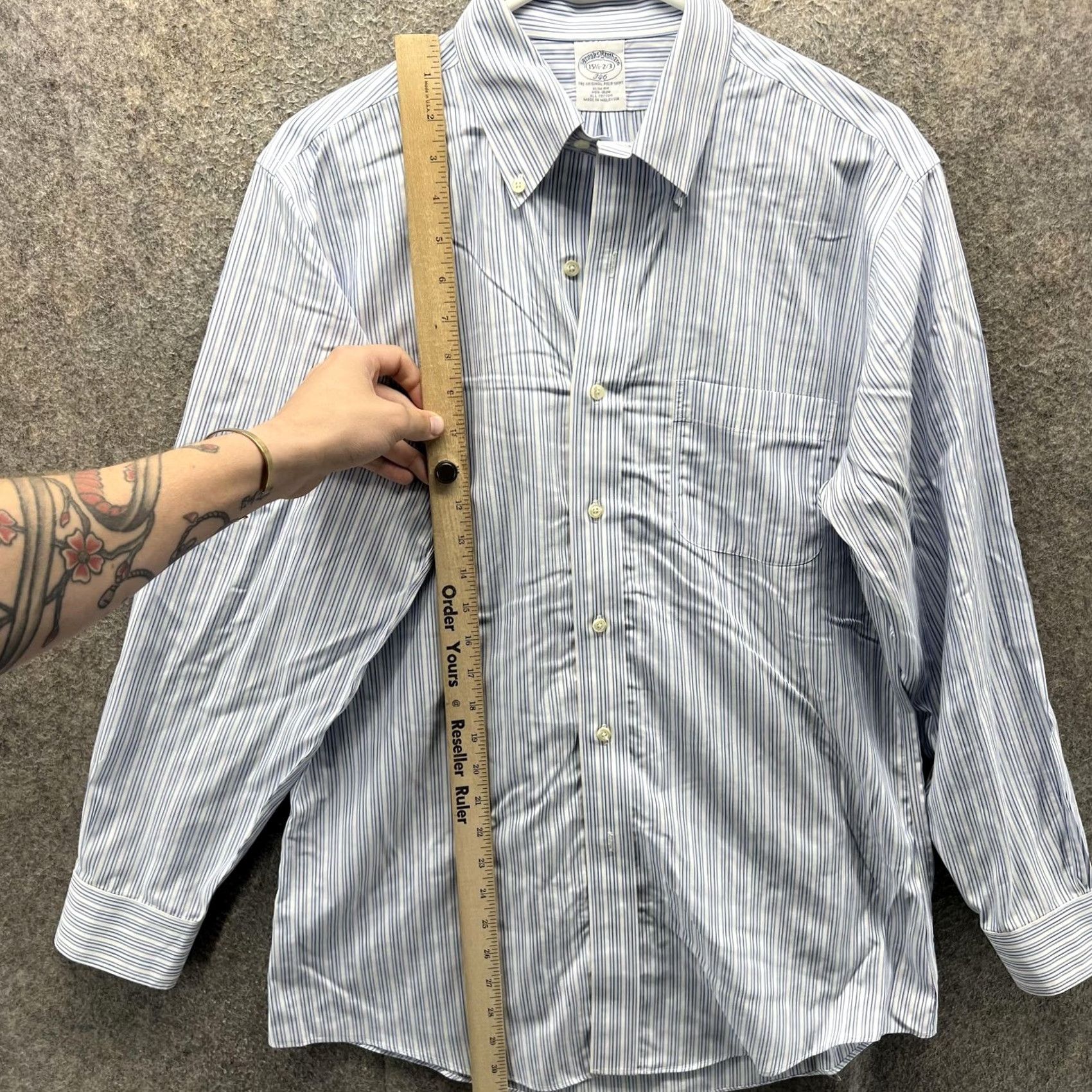 Brooks Brothers Brooks Brothers Shirt Mens 15.5 Blue Stripe 346 Non Iron Cotton Dress Shirt Long Sleeve Button-Down Collar Barrel Cuff Size US L / EU 52-54 / 3 - 6 Thumbnail