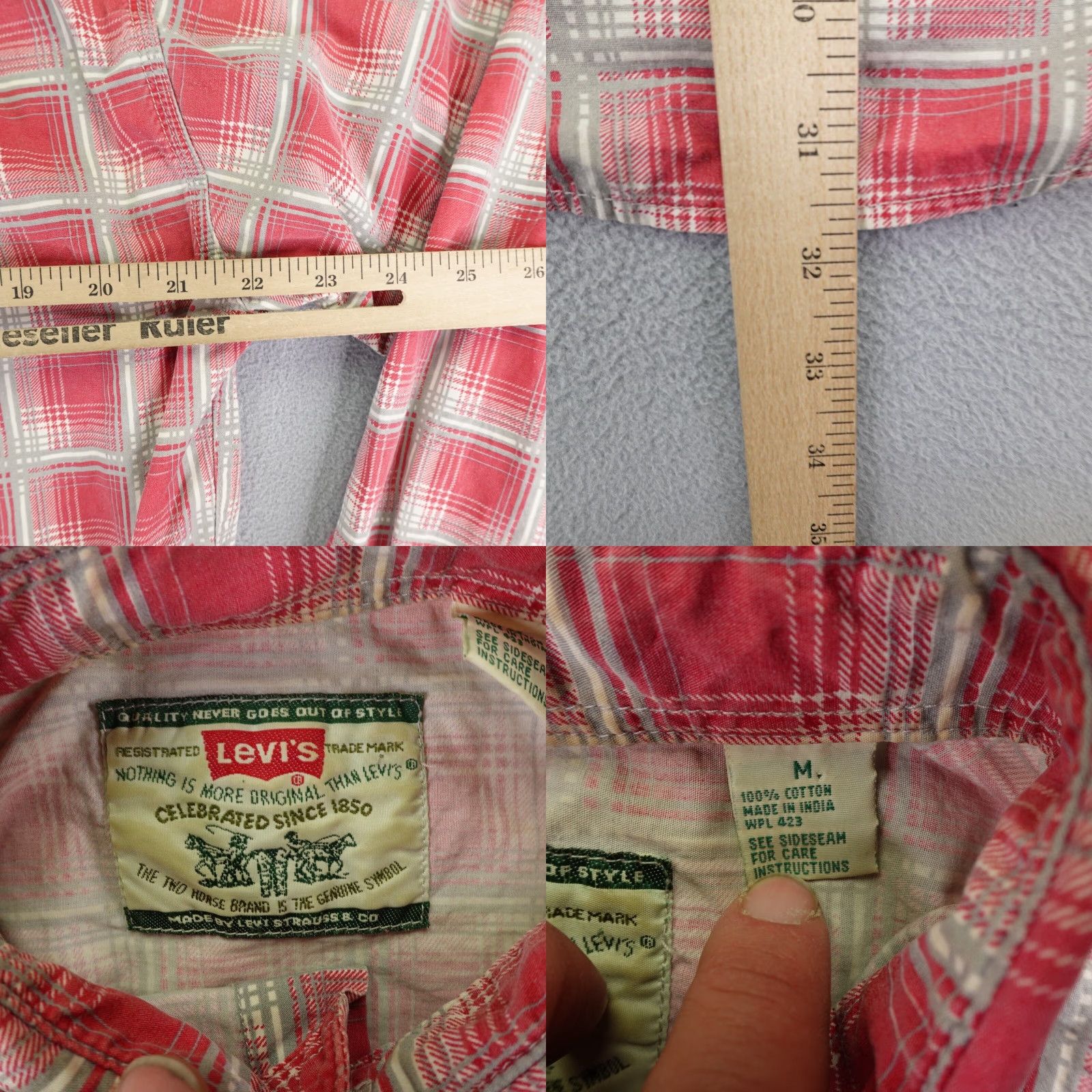 Levi's VINTAGE Levi's Shirt Men Medium Plaid Button-Up 90s Classic Cotton Twill Red Size US M / EU 48-50 / 2 - 8 Thumbnail