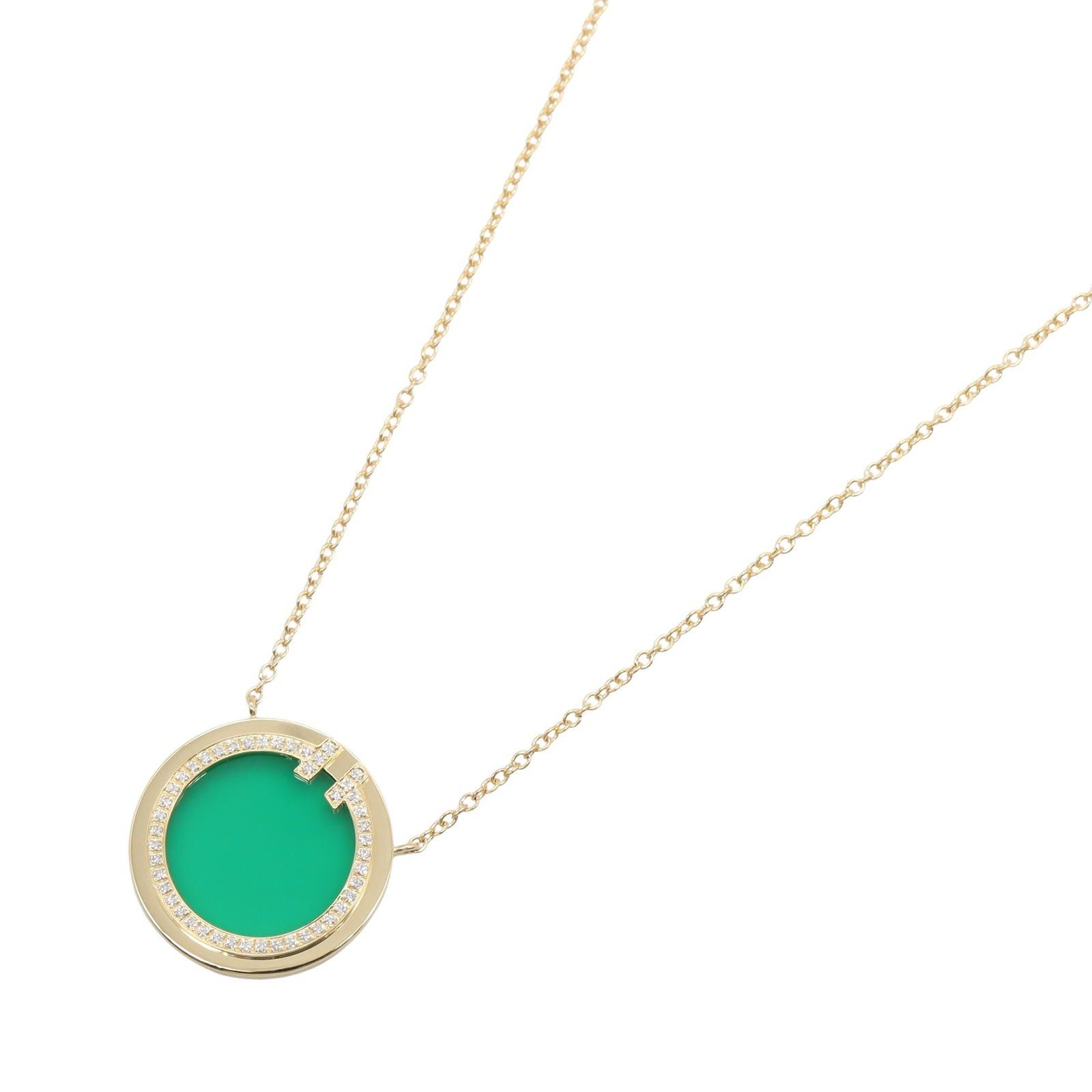 Tiffany & Co. Tiffany Co T Circle Necklace Green Agate Diamond K18 (Yellow Gold) Clear Size ONE SIZE - 1 Thumbnail