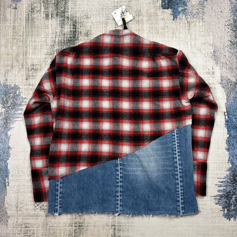 Greg Lauren Greg Lauren Wool plaid patchwork denim jacket 2504-Nextarro Size US M / EU 48-50 / 2 - 6 Thumbnail