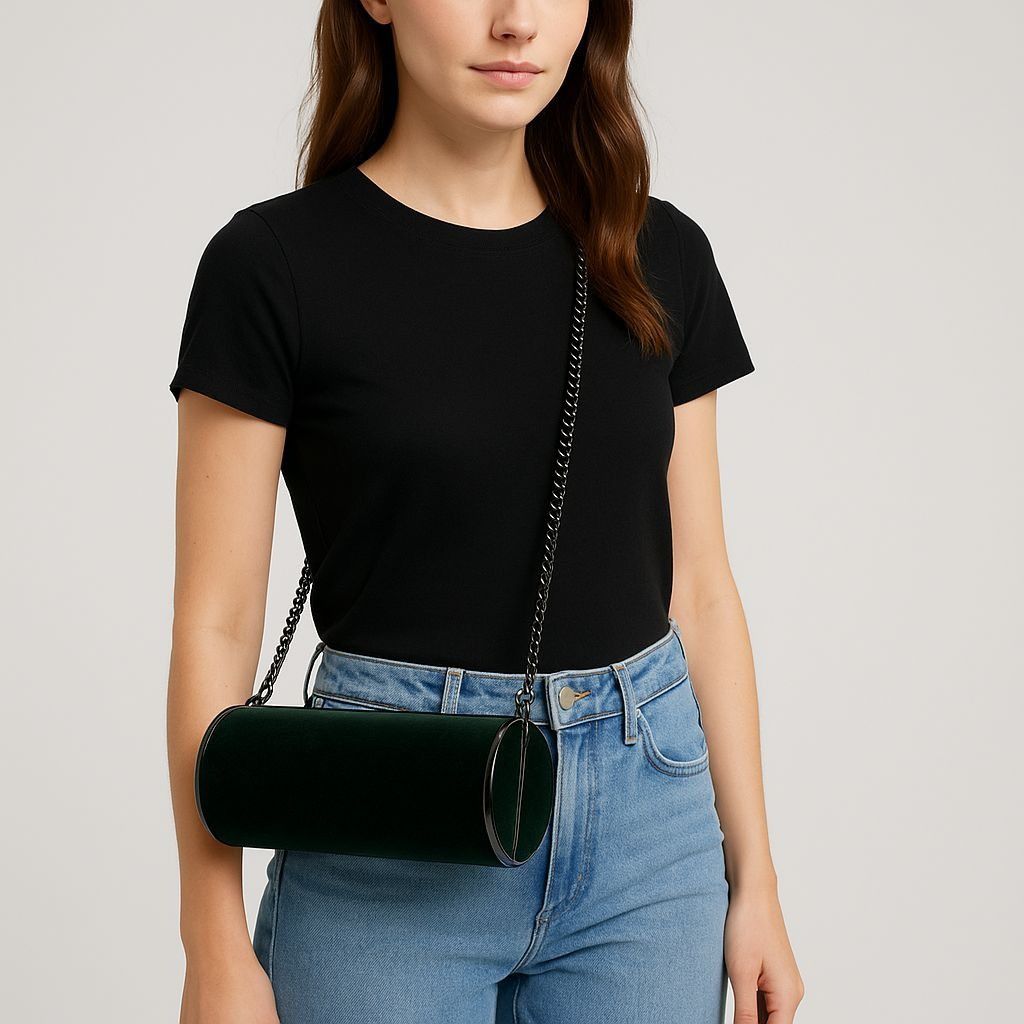 Topshop Topshop Velvet Cylinder Evening Bag Crossbody Tube Clutch w/ Size ONE SIZE - 1 Thumbnail