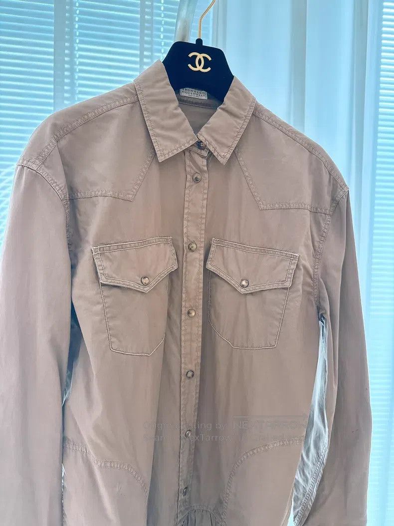 Brunello Cucinelli Brunello Cucinelli Vintage Style Khaki Shirt Dress Size M / US 6-8 / IT 42-44 - 2 Thumbnail