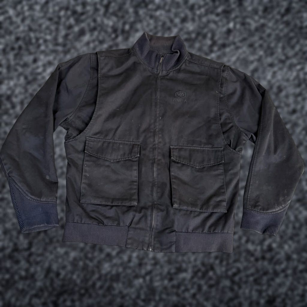 RVCA RVCA Jacket Mens XL Black Canvas Bomber Full Zip Lined Pockets Workwear Size US XL / EU 56 / 4 - 1 Thumbnail