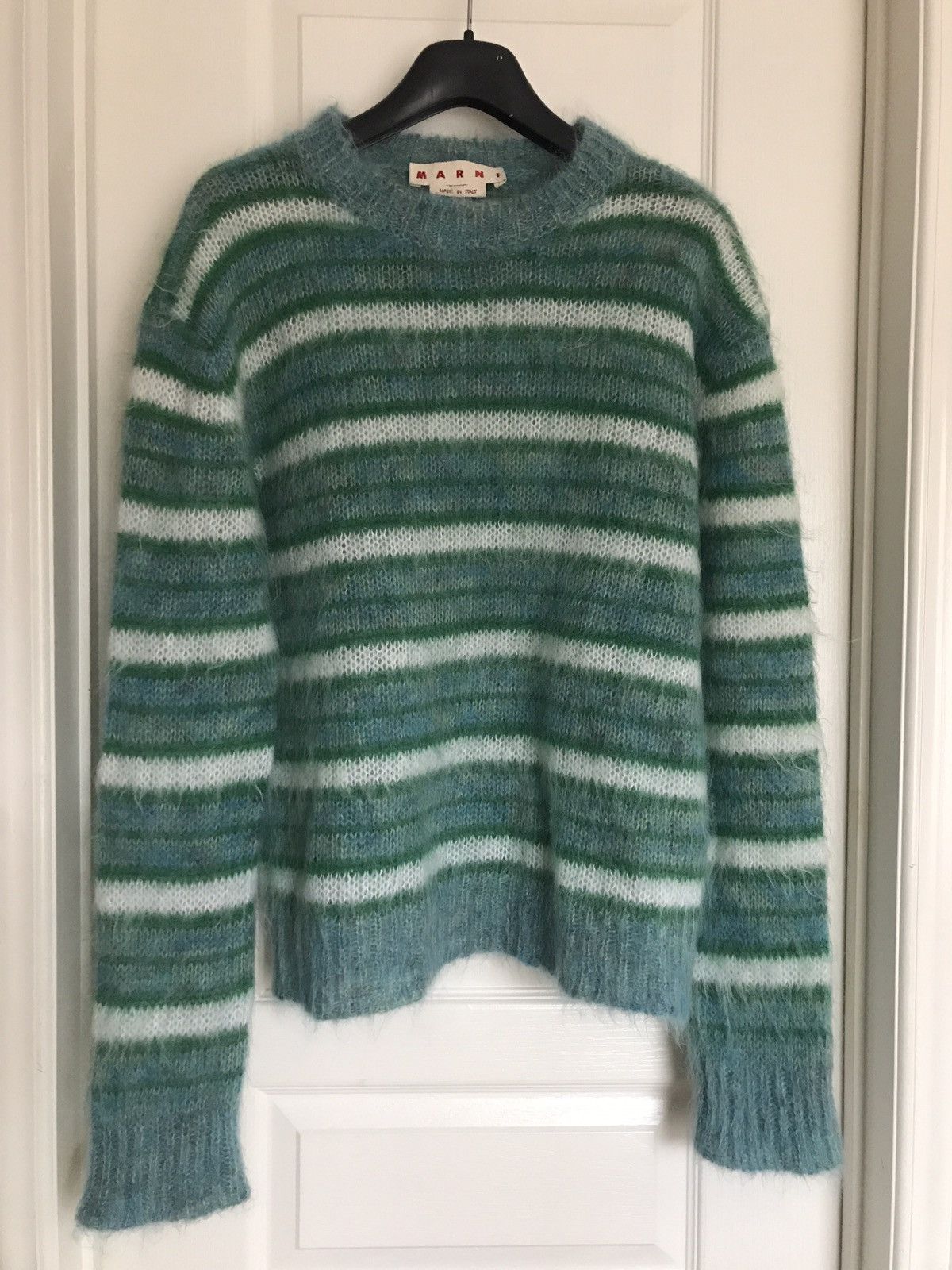 image of Marni Striped Mohair Sweater in Turqouise, Men's (Size Small)