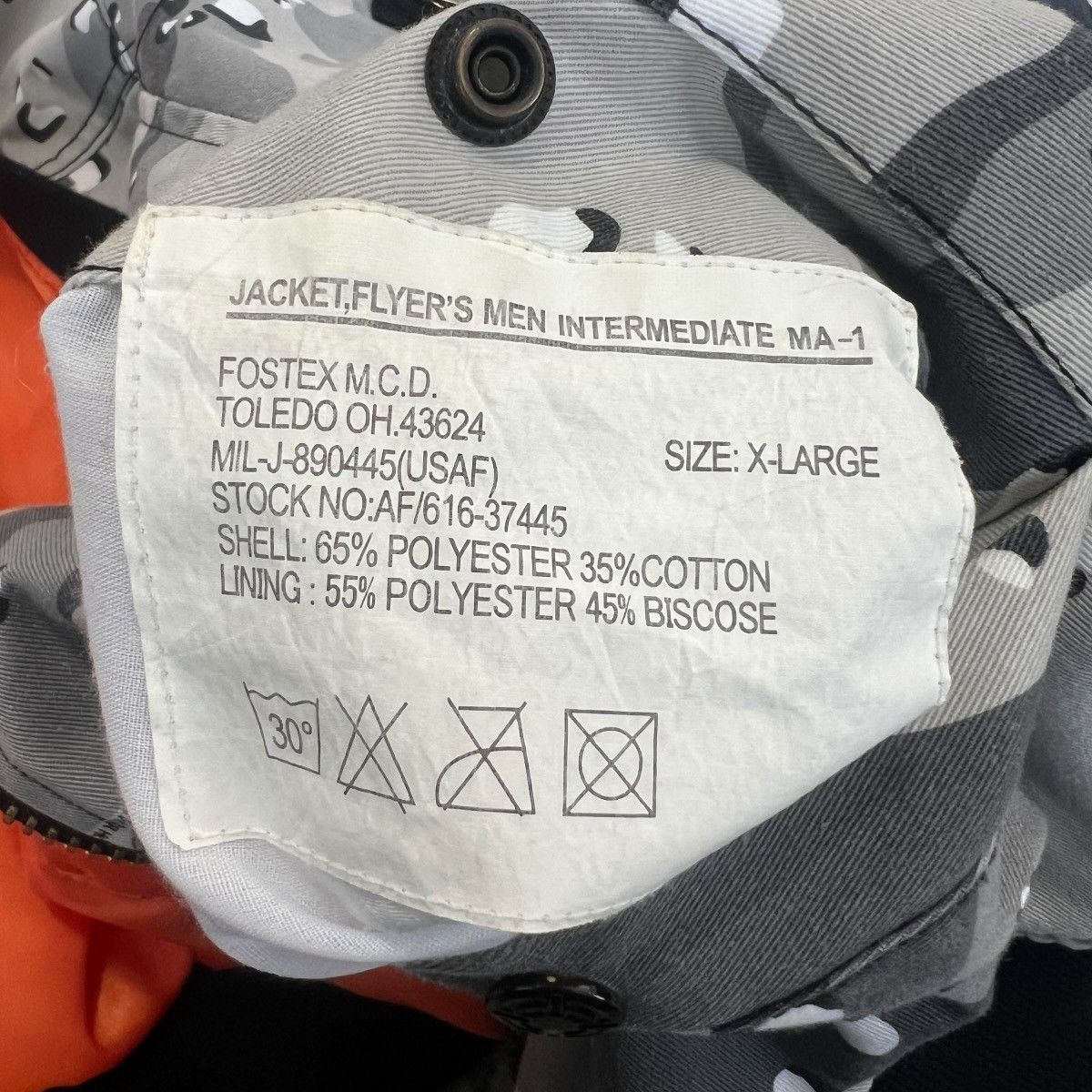 Number (N)ine ARTHUR HOPE DEL MOON × FOSTEX White Camo MA-1 Bomber Jacket Size US XL / EU 56 / 4 - 9 Thumbnail