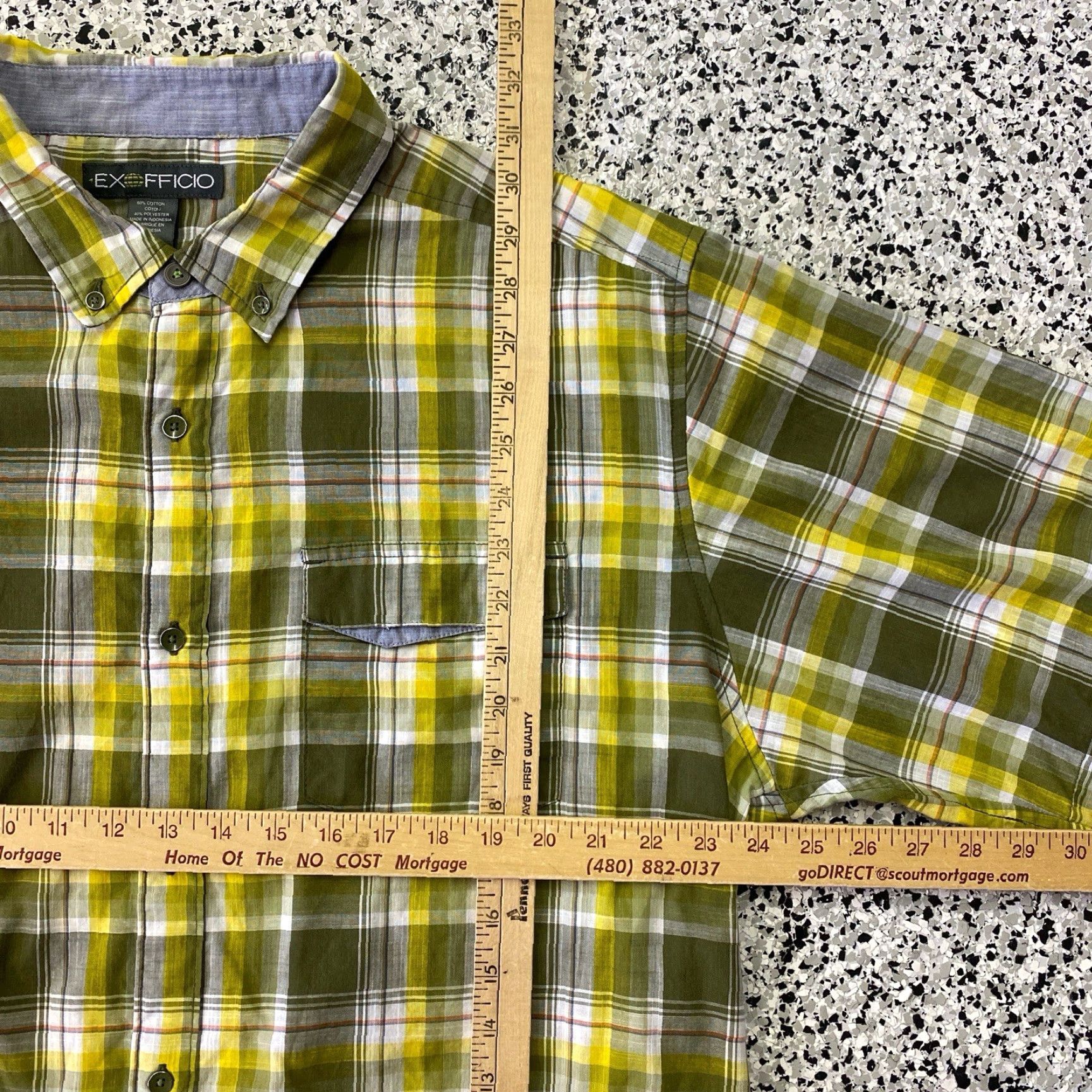 ExOfficio Exofficio Shirt Mens 2XL Green Plaid Button-Down Short Sleeve Vented Hiking FIsh Size US XXL / EU 58 / 5 - 2 Thumbnail