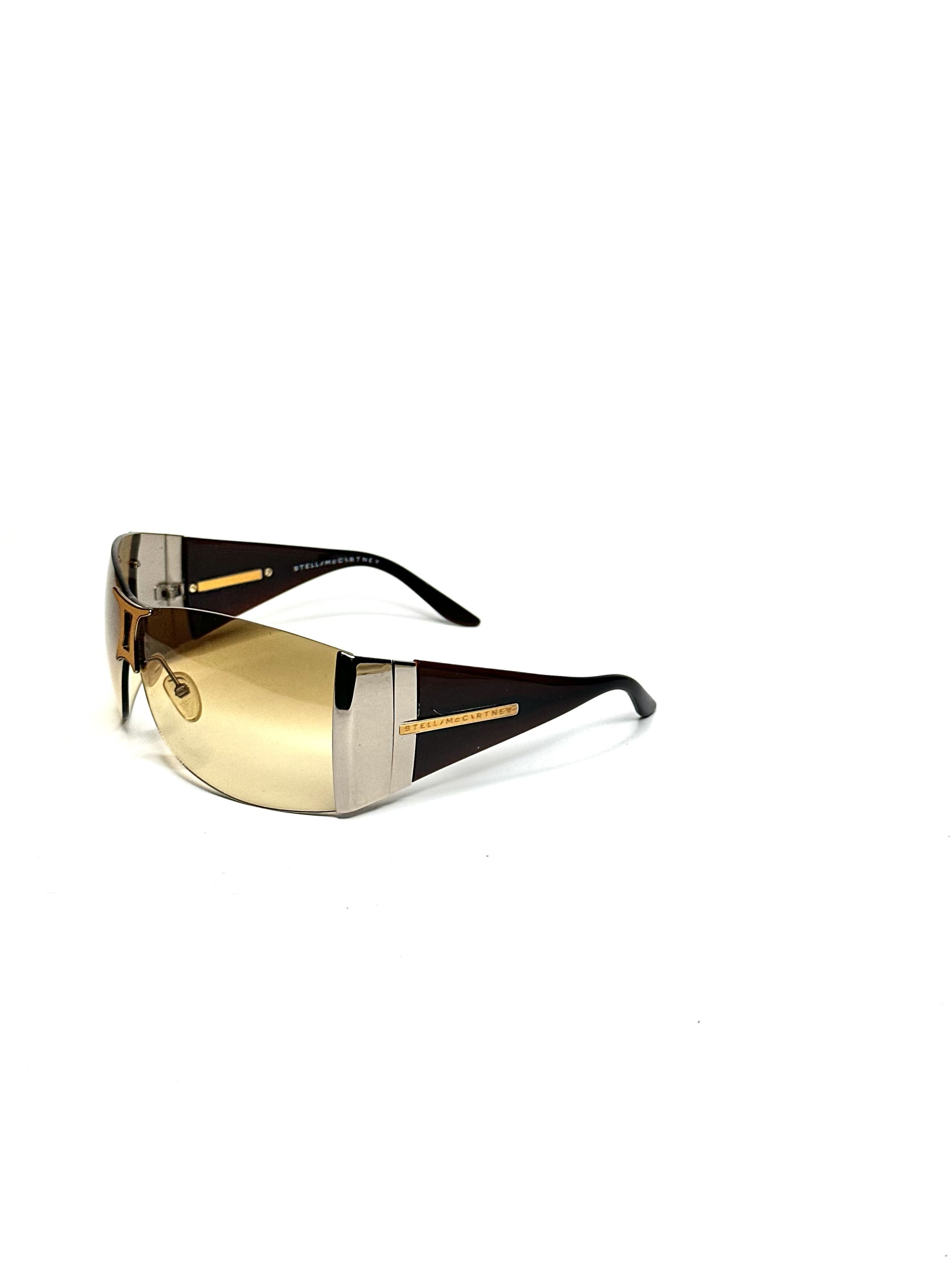Stella McCartney Wooden mask shaded vintage avant-garde sunglasses Size ONE SIZE - 4 Thumbnail