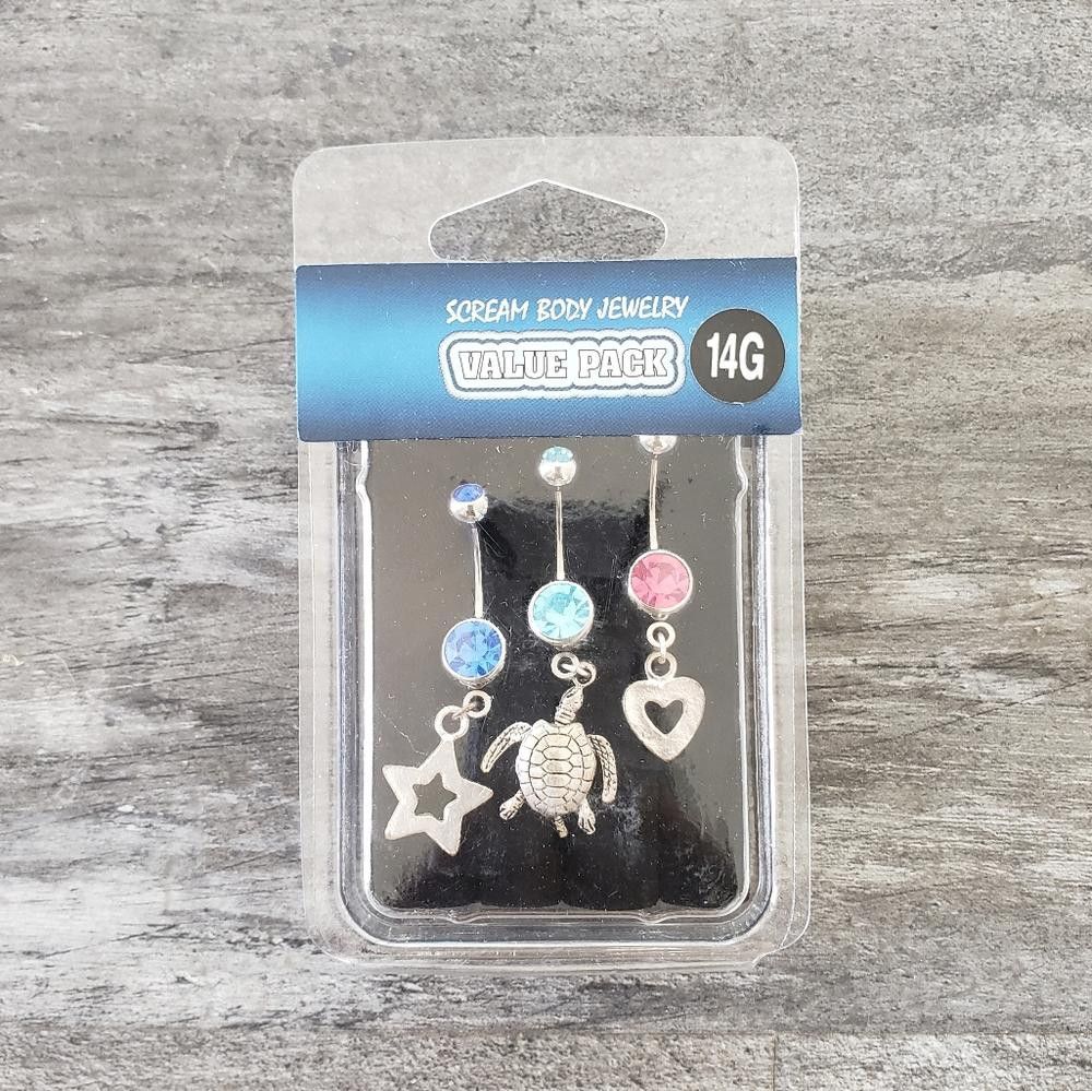 Designer Blue Star & Sea Turtle Complimentary Navel Ring Size ONE SIZE - 1 Preview