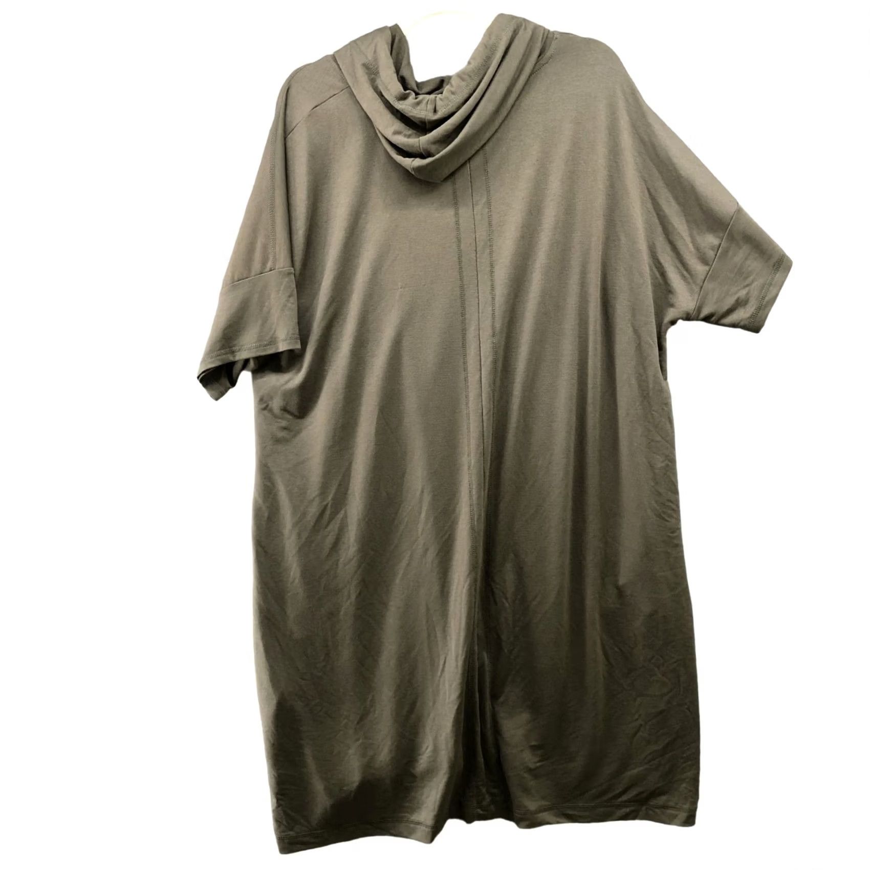 Vintage Cable & Gauge Hoodie Tunic Top Womens 1X Brown Short Sleeve Pullover Jersey Knit Size XL / US 12-14 / IT 48-50 - 2 Thumbnail